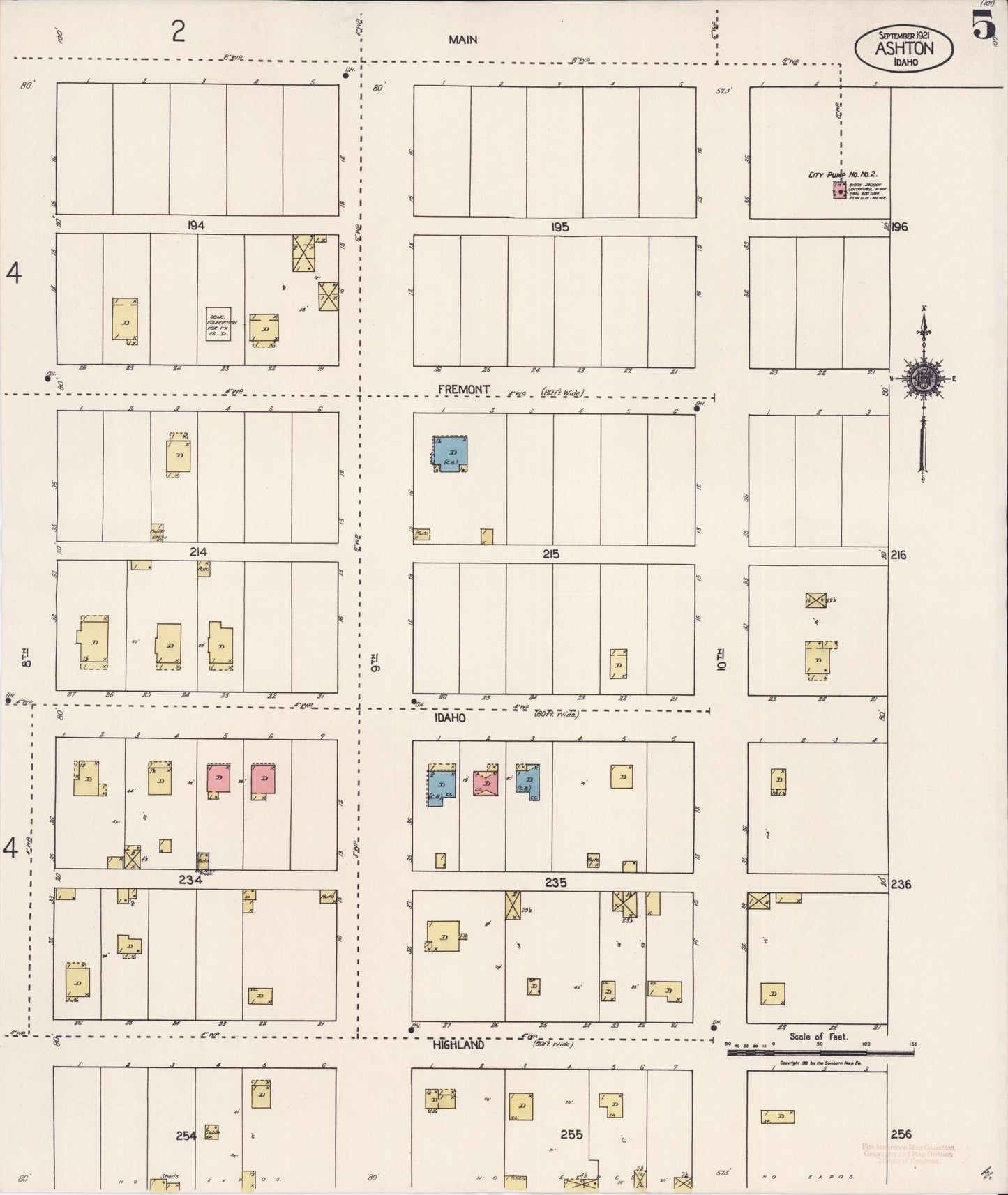 Sanborn Fire Insurance Map from Ashton, Fremont County, Idaho (1921), Sheet #0005 - Historic Sanborn Fire Insurance Map Print, vintage old map wall art, antique decor, genealogy gift, Idaho Idaho map
