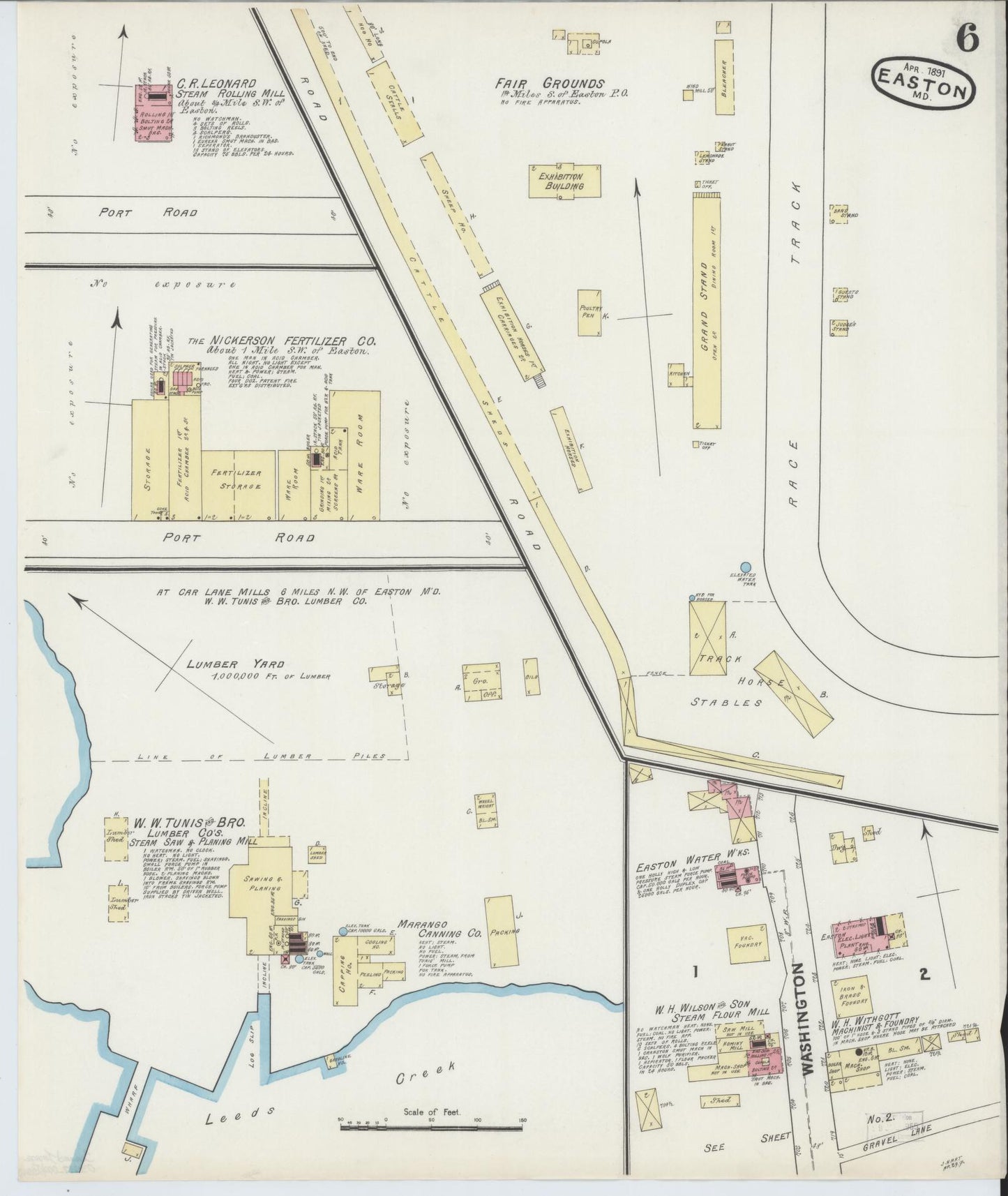Talbot, Maryland - 1891 - Sanborn Fire Insurance Map, Sheet #0006 - Historic Sanborn Fire Insurance Map Print, Talbot Maryland 1891 0006 vintage old map wall art