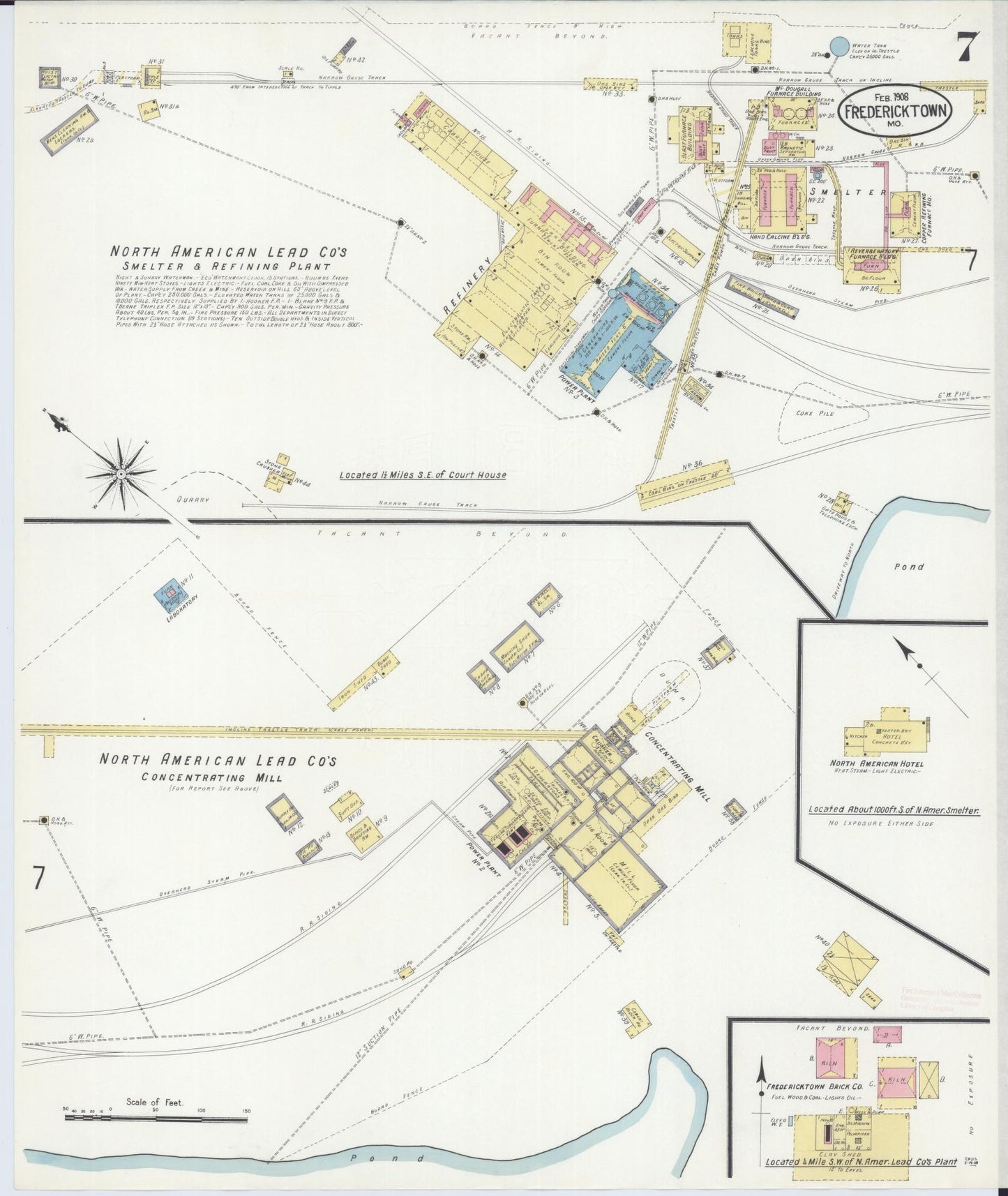 Sanborn Fire Insurance Map from Fredericktown, Madison County, Missouri (1908), Sheet #0007 - Historic Sanborn Fire Insurance Map Print, vintage old map wall art, antique decor, genealogy gift, Missouri Missouri map