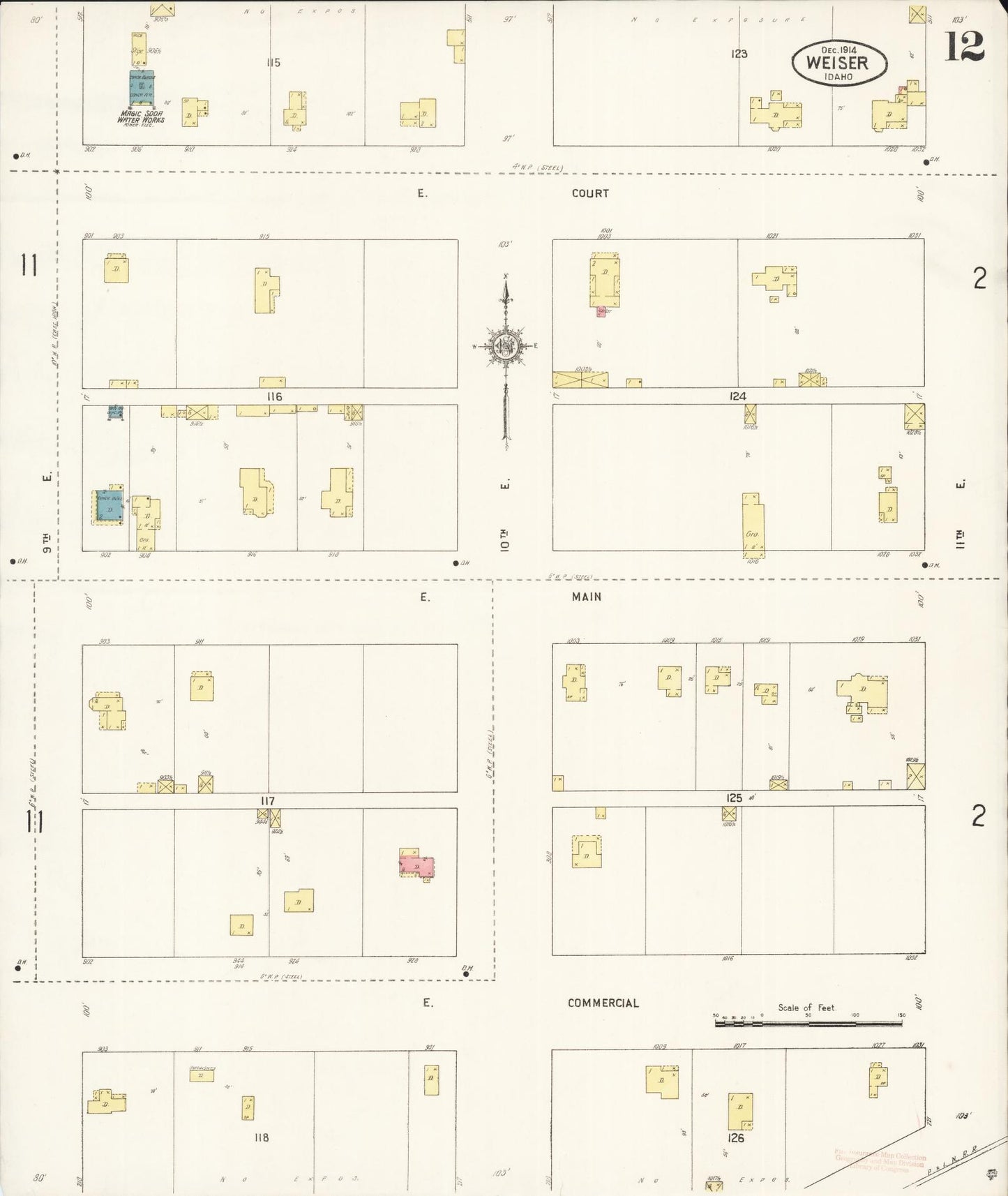 Sanborn Fire Insurance Map from Weiser, Washington County, Idaho (1914), Sheet #0012 - Historic Sanborn Fire Insurance Map Print, vintage old map wall art, antique decor, genealogy gift, Idaho Idaho map