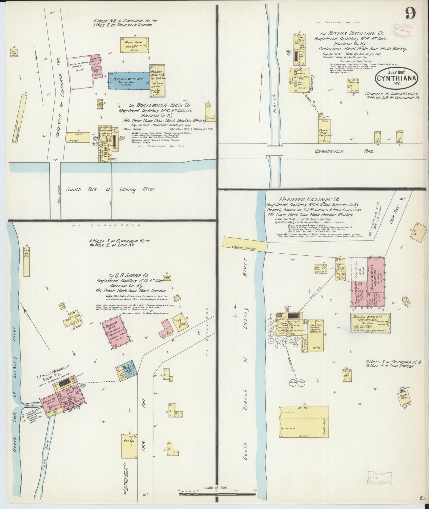 Sanborn Fire Insurance Map from Cynthiana, Harrison County, Kentucky (1897), Sheet #0009 - Historic Sanborn Fire Insurance Map Print, vintage old map wall art, antique decor, genealogy gift, Kentucky Kentucky map
