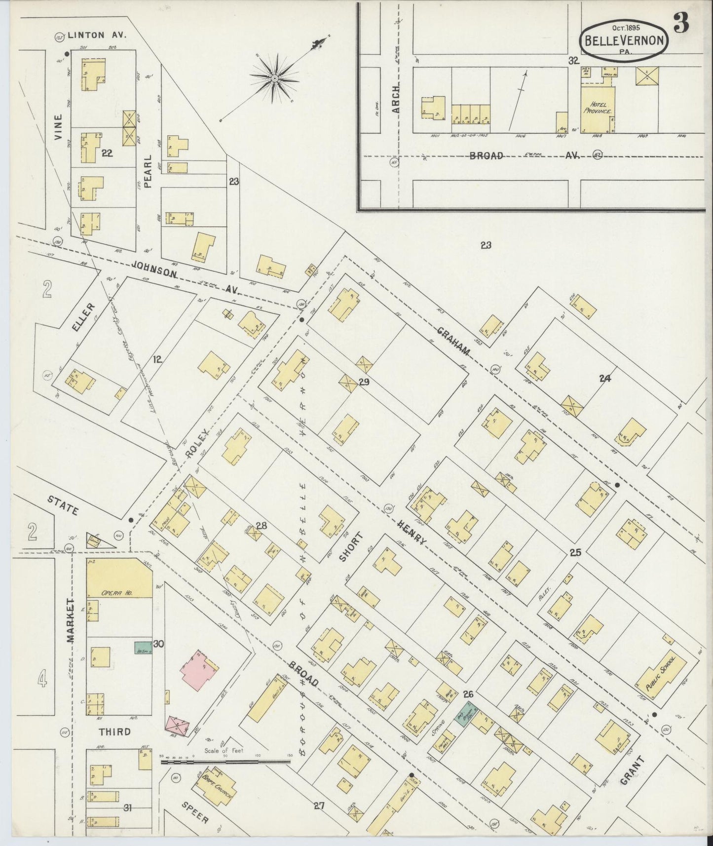 Sanborn Fire Insurance Map from Belle Vernon, Fayette County, Pennsylvania (1895), Sheet #0003 - Historic Sanborn Fire Insurance Map Print, vintage old map wall art, antique decor, genealogy gift, Pennsylvania Pennsylvania map