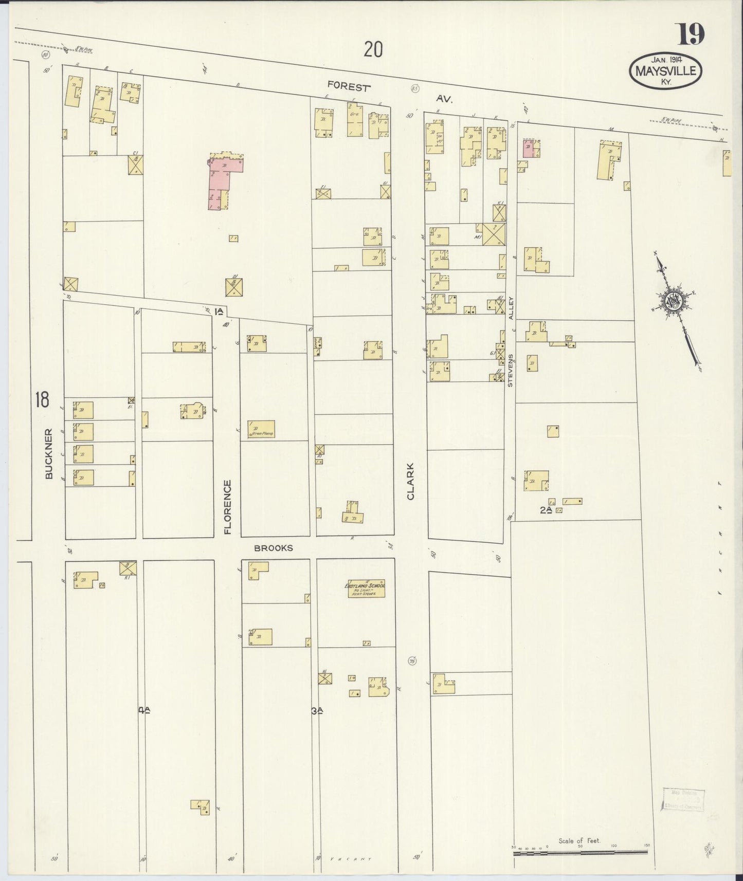 Sanborn Fire Insurance Map from Maysville, Mason County, Kentucky (1914), Sheet #0019 - Historic Sanborn Fire Insurance Map Print, vintage old map wall art, antique decor, genealogy gift, Kentucky Kentucky map