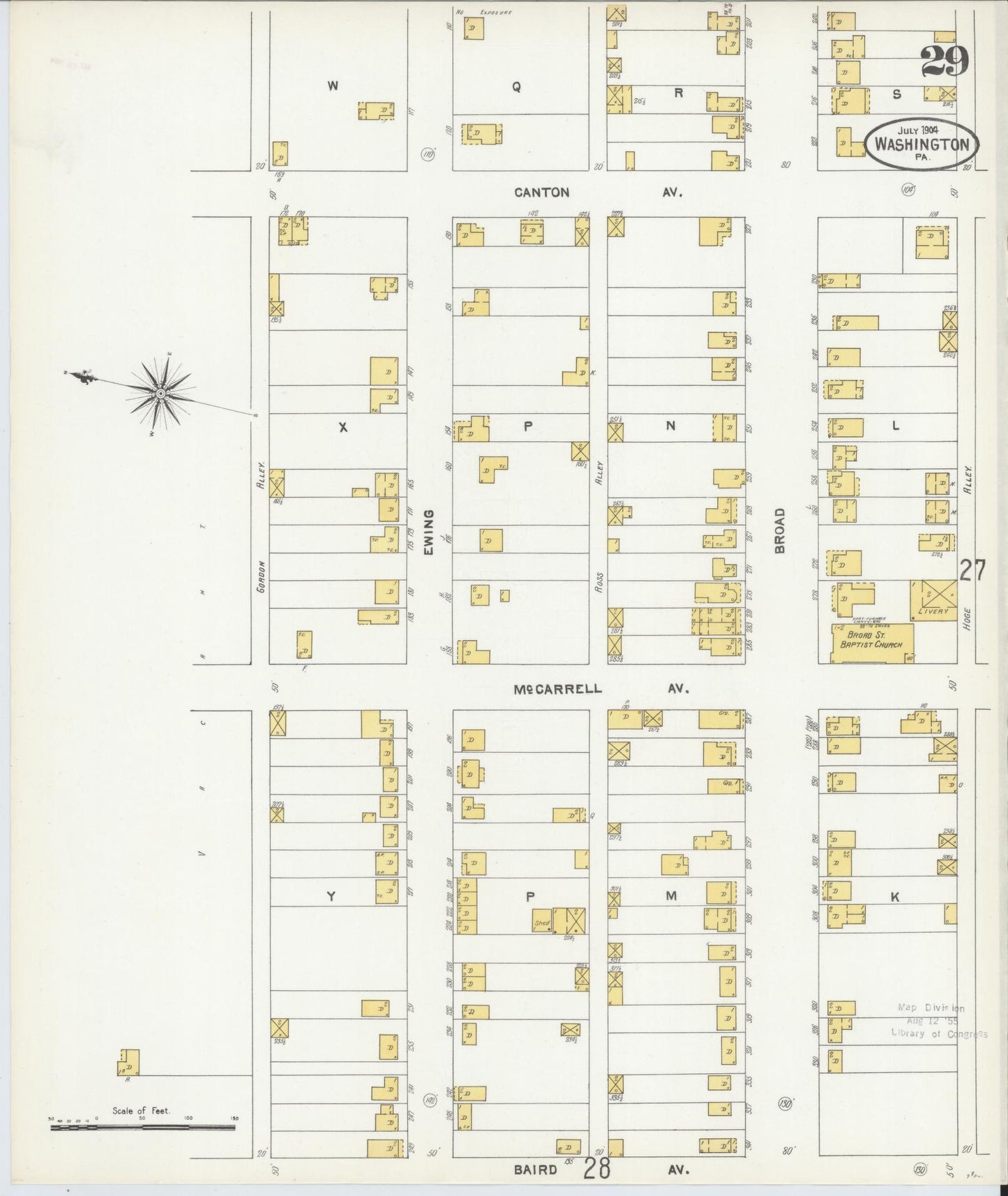 Sanborn Fire Insurance Map from Washington, Washington County, Pennsylvania (1904), Sheet #0029 - Historic Sanborn Fire Insurance Map Print, vintage old map wall art, antique decor, genealogy gift, Sanborn Fire Insurance Map from Washington Washington map