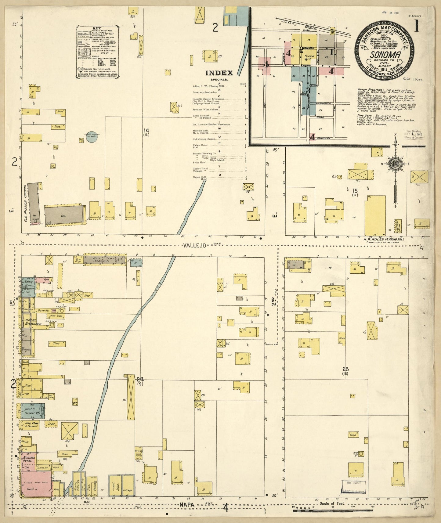 Sanborn Fire Insurance Map from Sonoma, Sonoma County, California. (1911) – Historic Sanborn Fire Insurance Map Print