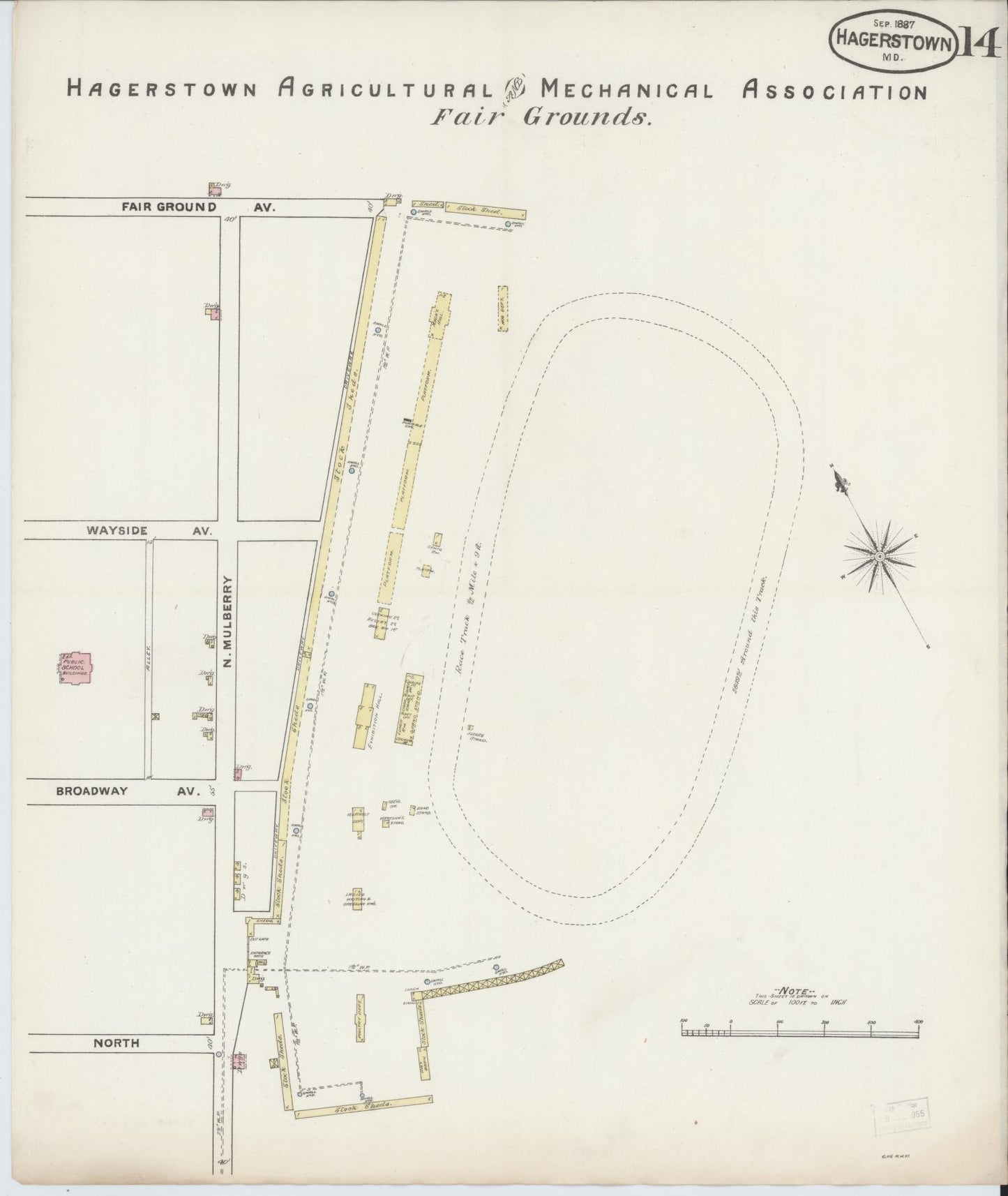 Washington, Maryland - 1887 - Sanborn Fire Insurance Map, Sheet #0014 - Historic Sanborn Fire Insurance Map Print, Washington Maryland 1887 0014 vintage old map wall art