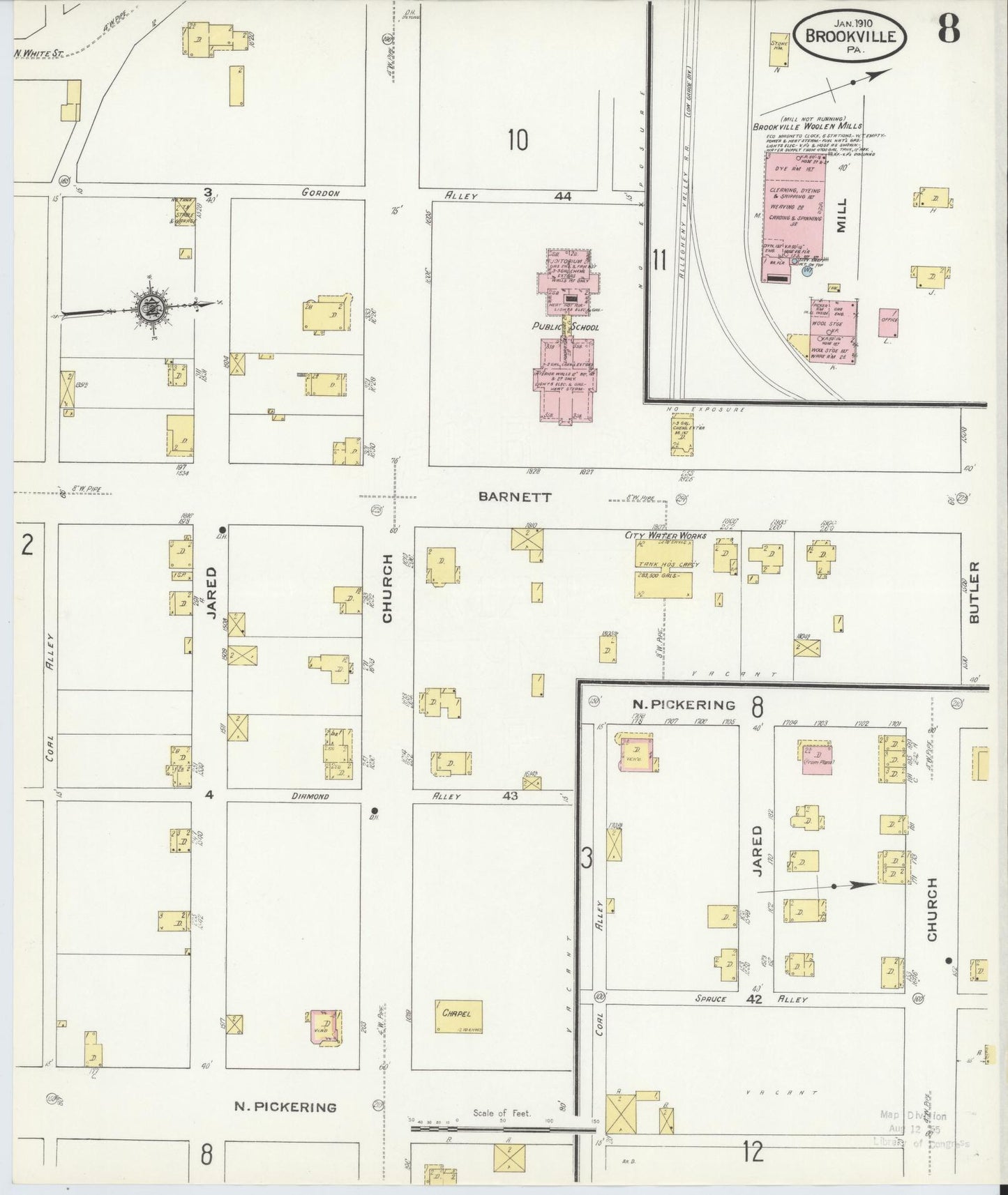 Sanborn Fire Insurance Map from Brookville, Jefferson County, Pennsylvania (1910), Sheet #0008 - Historic Sanborn Fire Insurance Map Print, vintage old map wall art, antique decor, genealogy gift, Pennsylvania Pennsylvania map