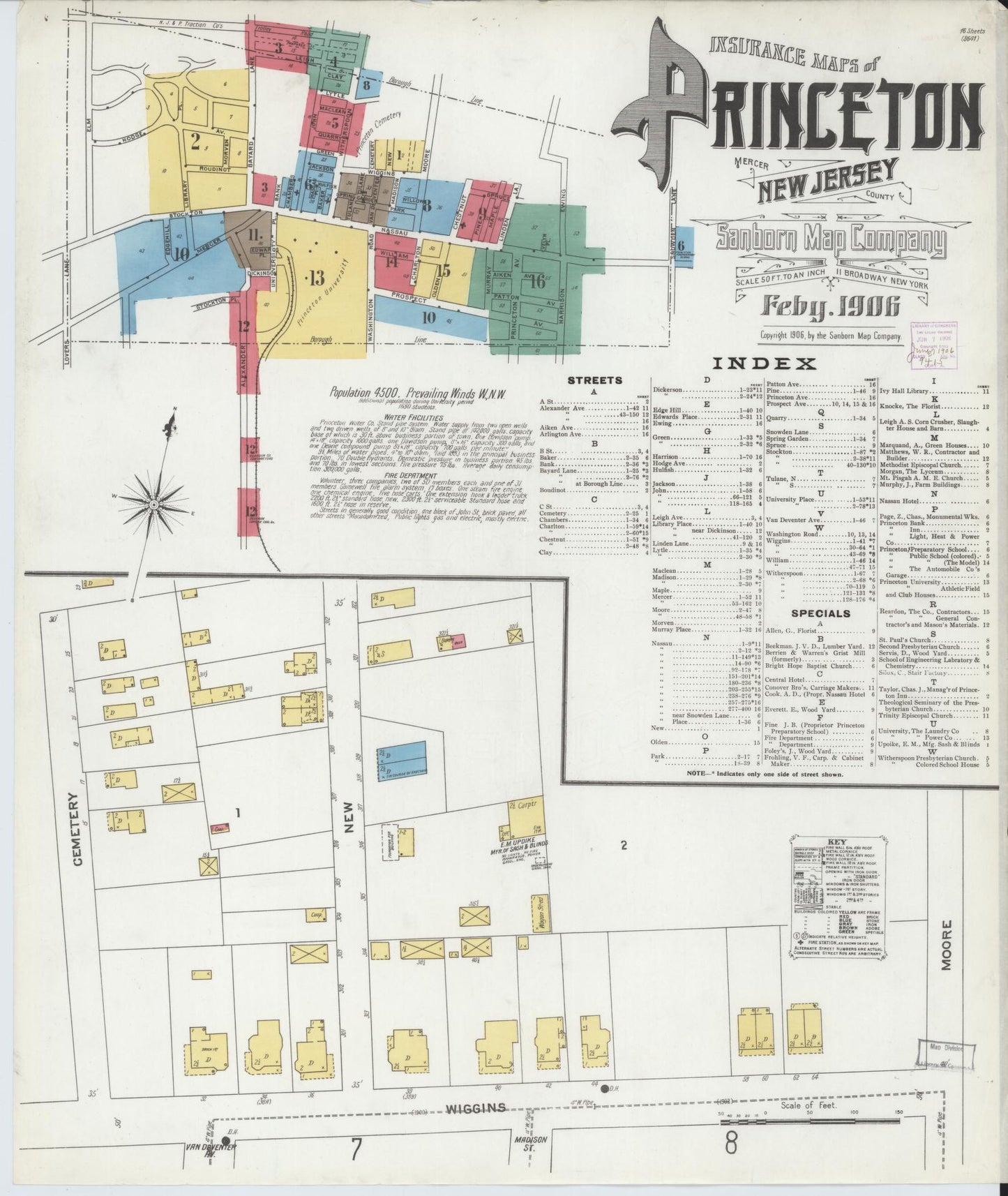 Sanborn Fire Insurance Map from Princeton, Mercer County, New Jersey. (1906) – Historic Sanborn Fire Insurance Map Print