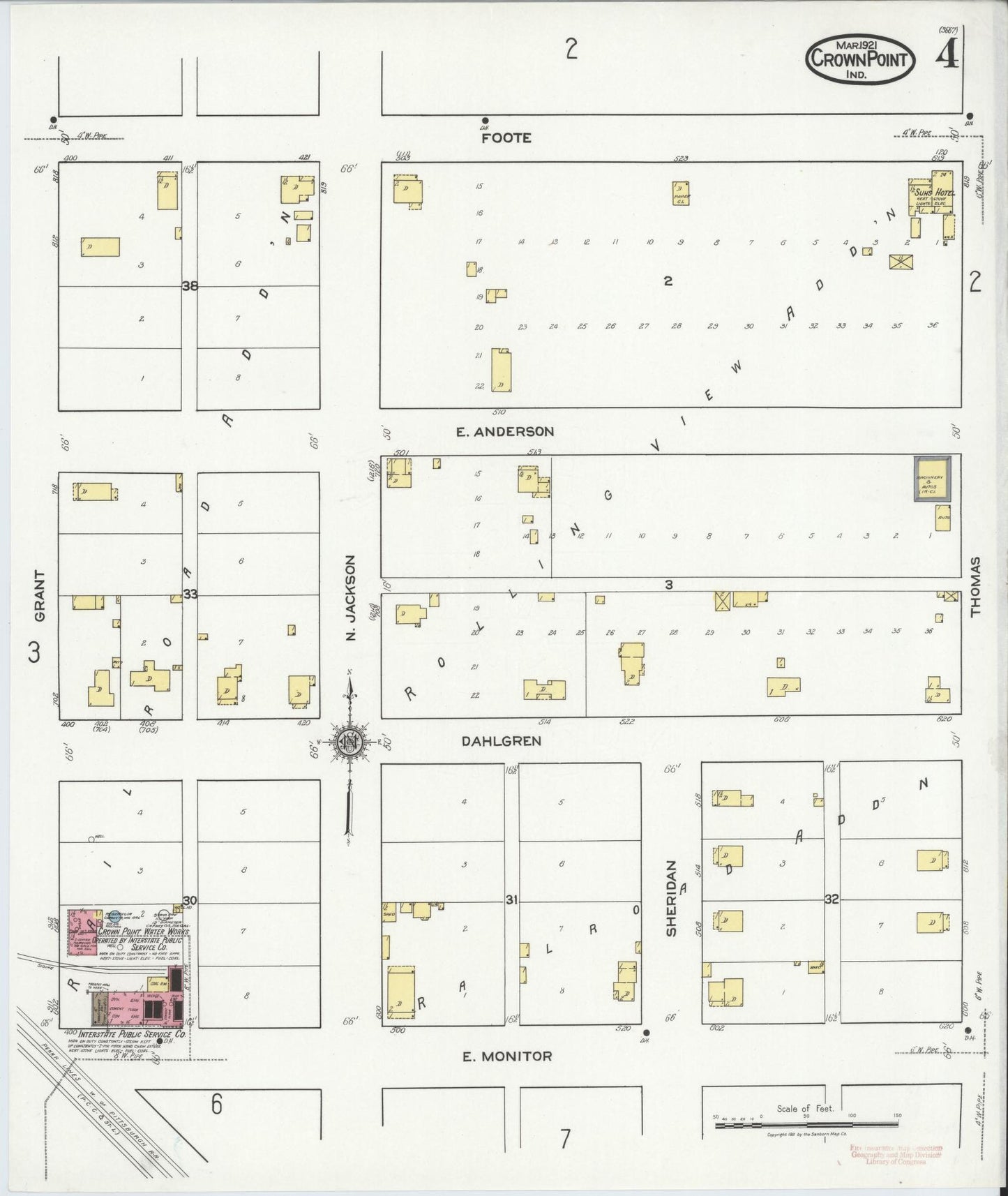Sanborn Fire Insurance Map from Crown Point, Lake County, Indiana (1921), Sheet #0004 - Complete Map Set gallery image, historic Sanborn map, vintage wall art, Indiana Indiana