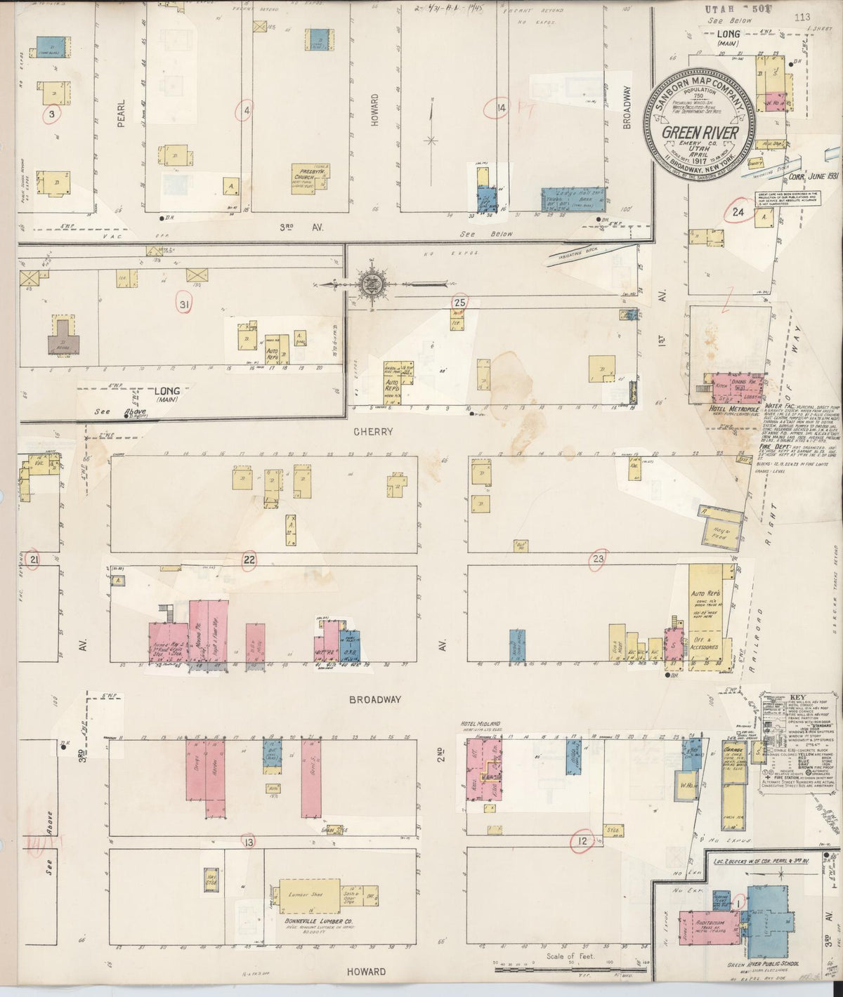 Sanborn Fire Insurance Map from Green River, Emery County, Utah (1931), Sheet #0001 - Historic Sanborn Fire Insurance Map Print, vintage old map wall art, antique decor, genealogy gift, Utah Utah map