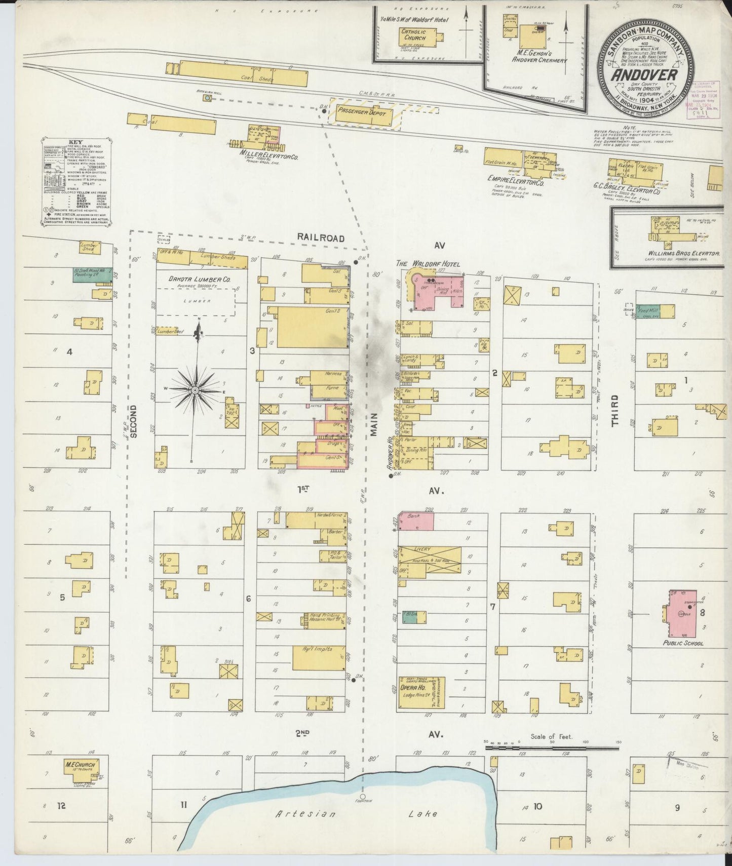 Sanborn Fire Insurance Map from Andover, Day County, South Dakota (1904), Sheet #0001 - Historic Sanborn Fire Insurance Map Print, vintage old map wall art, antique decor, genealogy gift, South Dakota South Dakota map