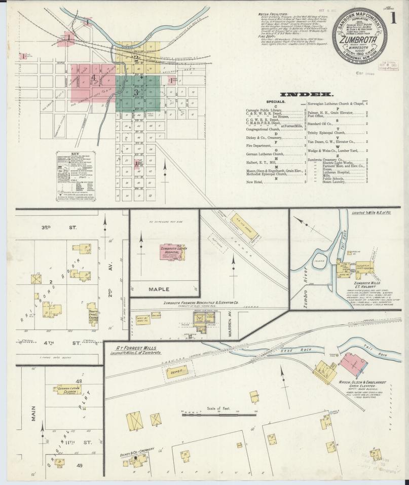 Sanborn Fire Insurance Map from Zumbrota, Goodhue County, Minnesota. (1910) – Map View