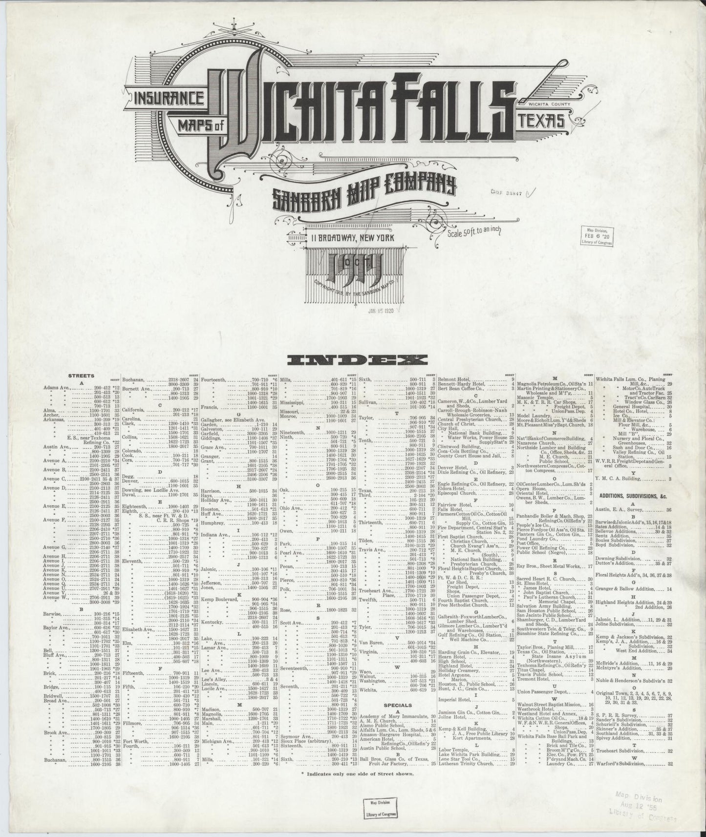 Sanborn Fire Insurance Map from Wichita Falls, Wichita County, Texas. (1919) – Historic Sanborn Fire Insurance Map Print