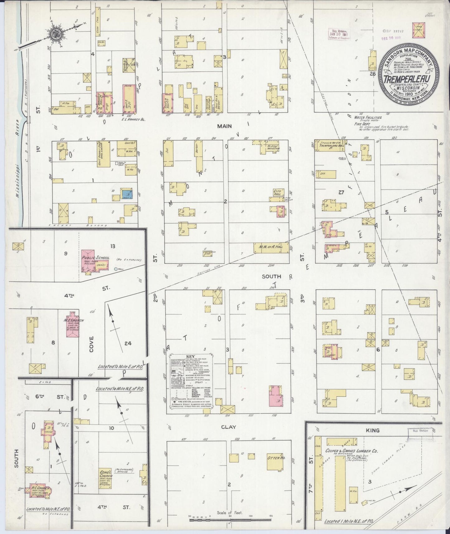 Sanborn Fire Insurance Map from Trempealeau, Trempealeau County, Wisconsin (1910), Sheet #0001 - Historic Sanborn Fire Insurance Map Print, vintage old map wall art, antique decor, genealogy gift, Wisconsin Wisconsin map