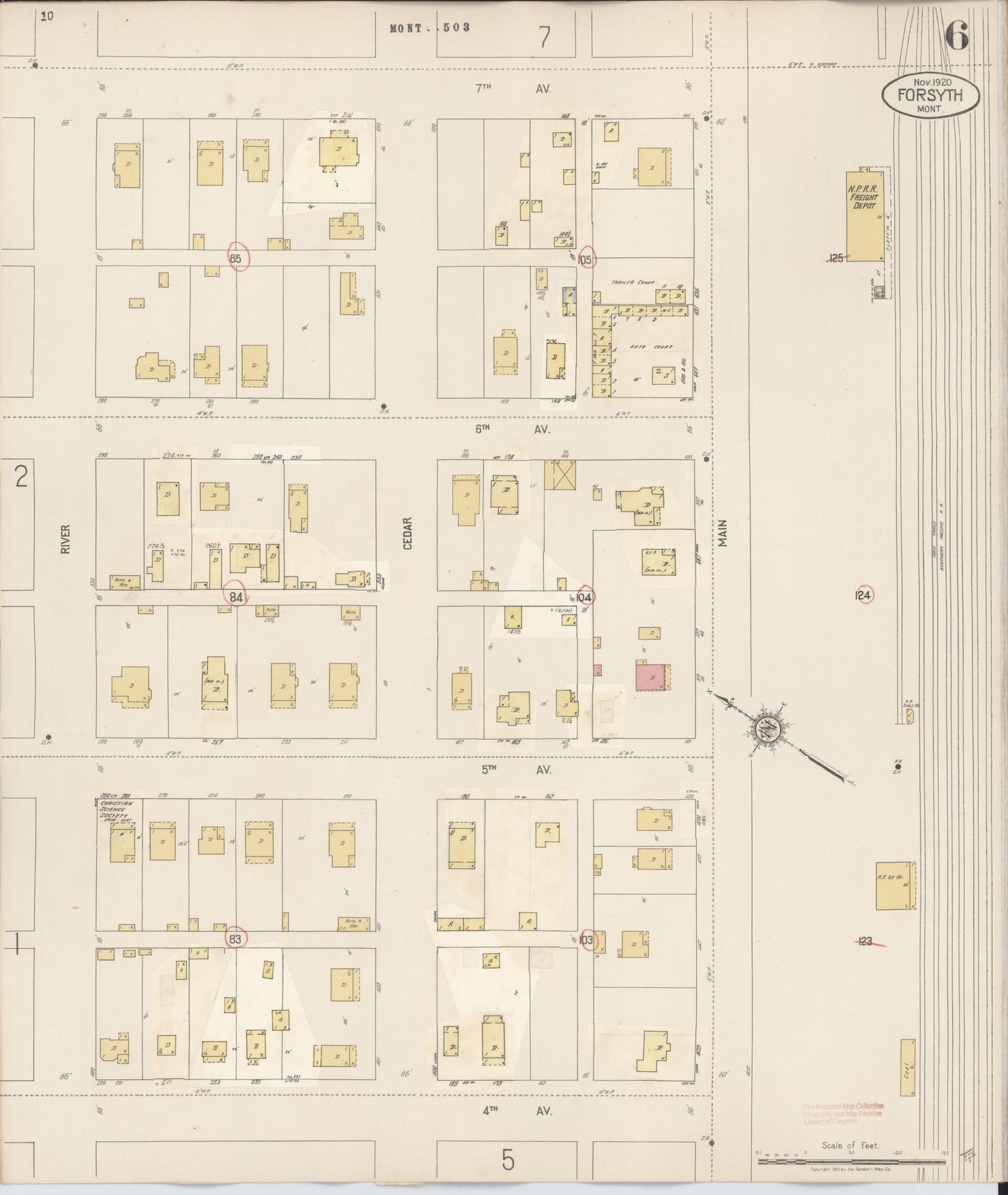Sanborn Fire Insurance Map from Forsyth, Rosebud County, Montana (1941), Sheet #0006 - Historic Sanborn Fire Insurance Map Print, vintage old map wall art, antique decor, genealogy gift, Montana Montana map