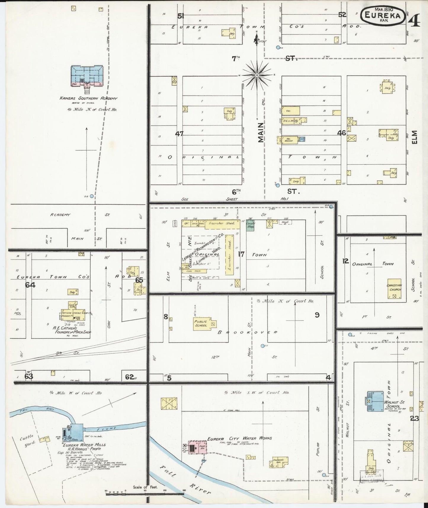 Sanborn Fire Insurance Map from Eureka, Greenwood County, Kansas (1890), Sheet #0004 - Complete Map Set gallery image, historic Sanborn map, vintage wall art, Kansas Kansas