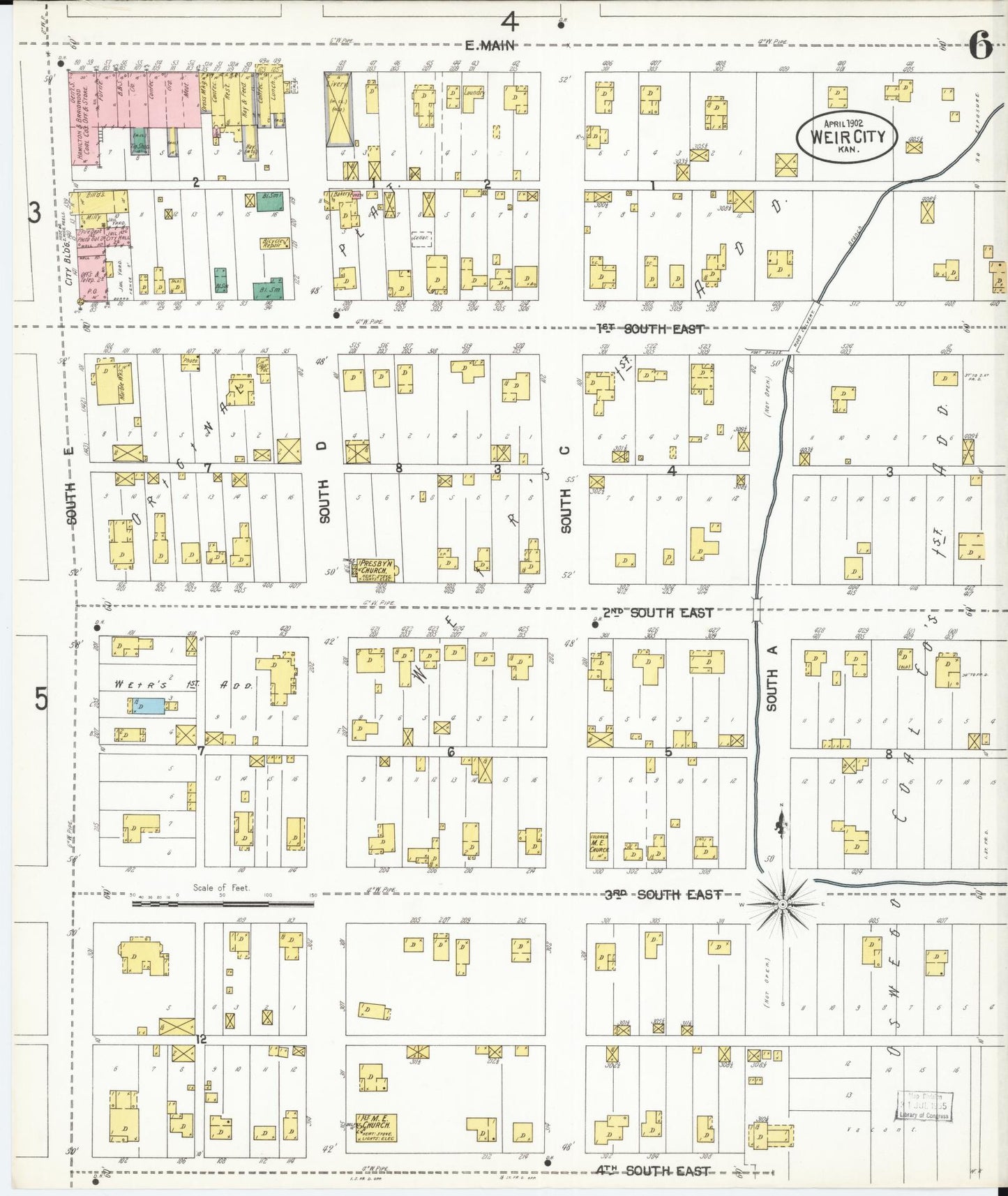 Sanborn Fire Insurance Map from Weir, Cherokee County, Kansas (1902), Sheet #0006 - Historic Sanborn Fire Insurance Map Print, vintage old map wall art, antique decor, genealogy gift, Kansas Kansas map