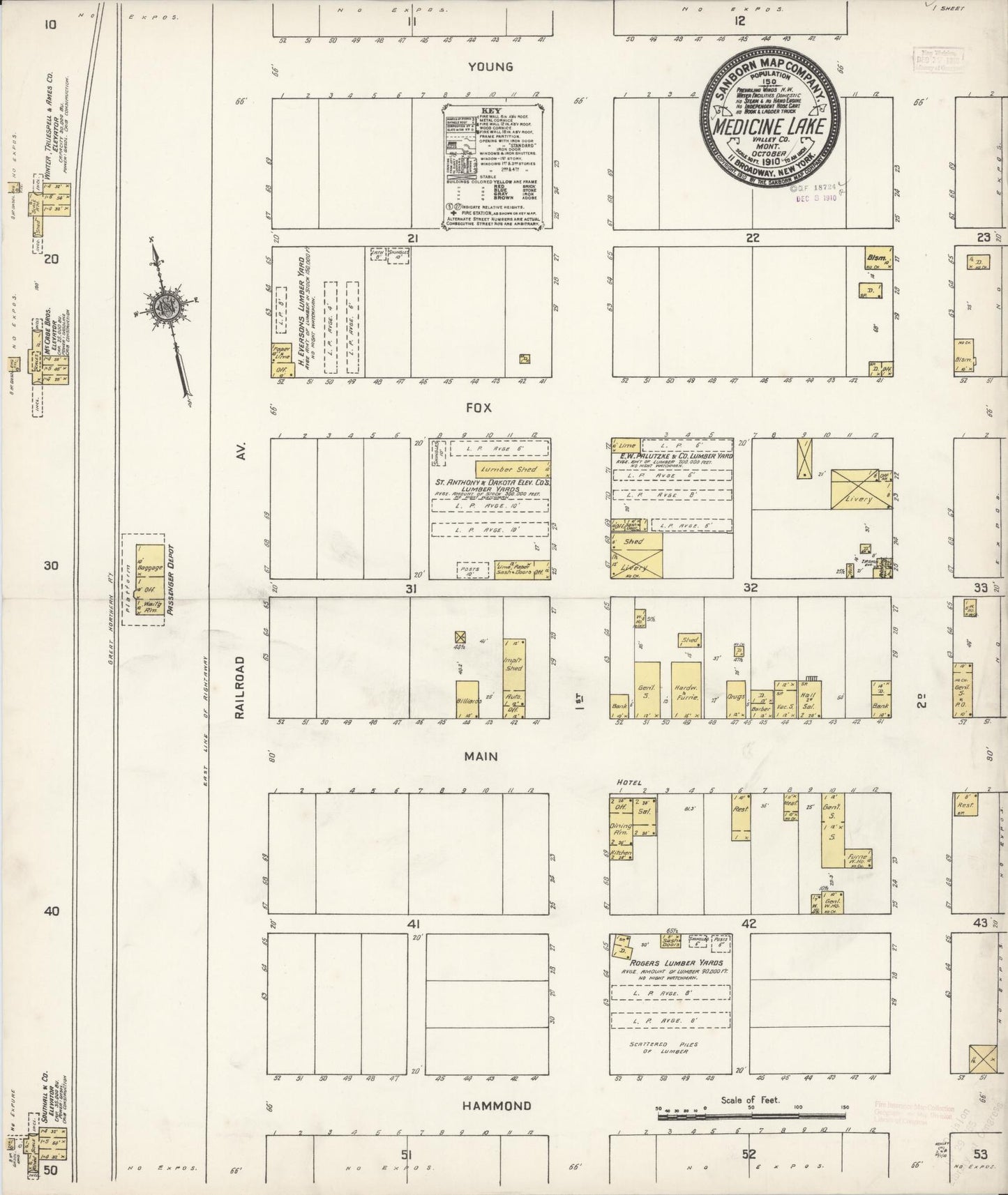 Sanborn Fire Insurance Map from Medicine Lake, Sheridan County, Montana. (1910) – Historic Sanborn Fire Insurance Map Print