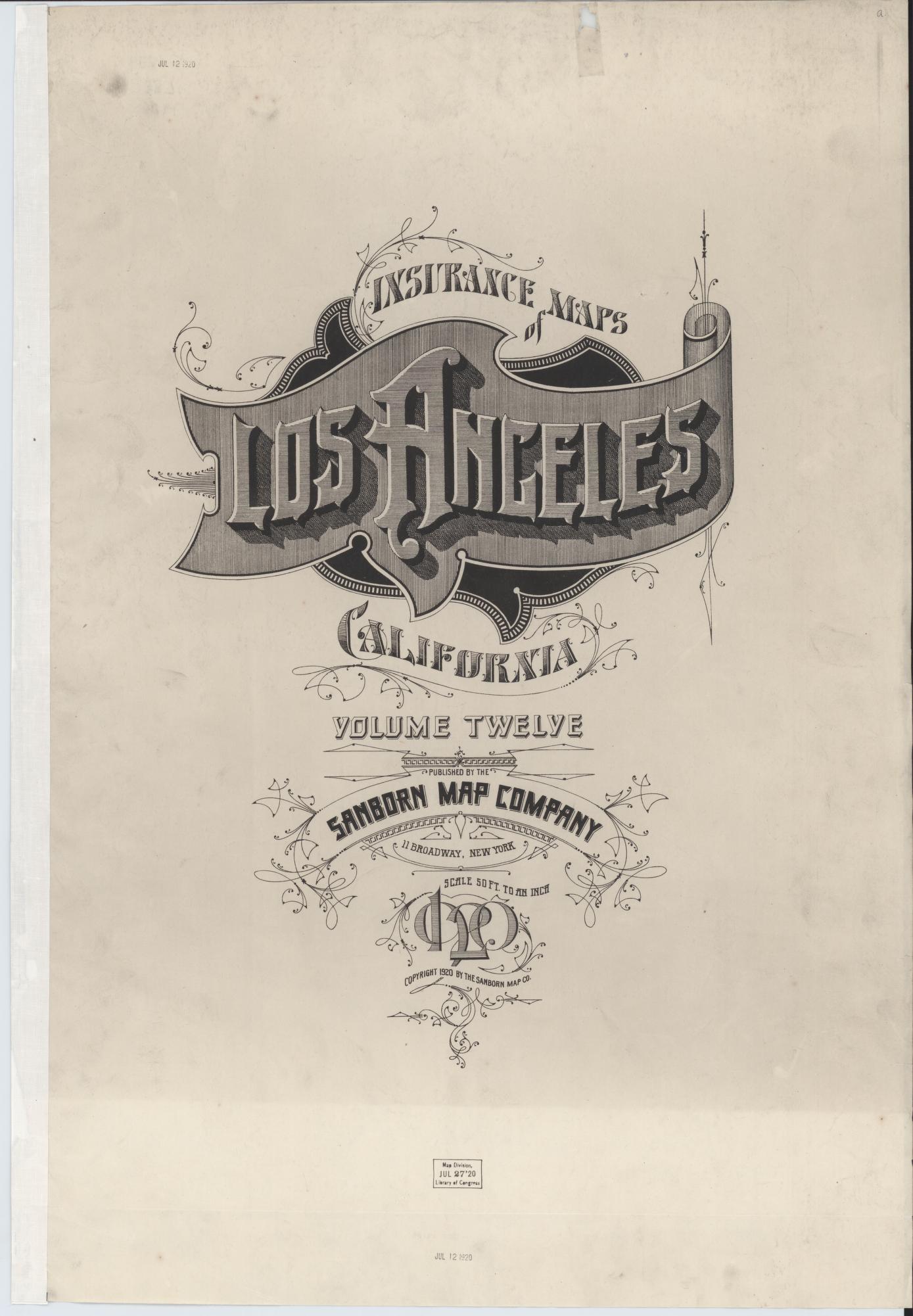 Sanborn Fire Insurance Map from Los Angeles, Los Angeles County, California (1920), Sheet #0001 - Historic Sanborn Fire Insurance Map Print, vintage old map wall art, antique decor, genealogy gift, California California map