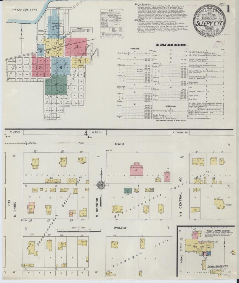 Sanborn Fire Insurance Map from Sleepy Eye, Brown County, Minnesota. (1909) – Map View