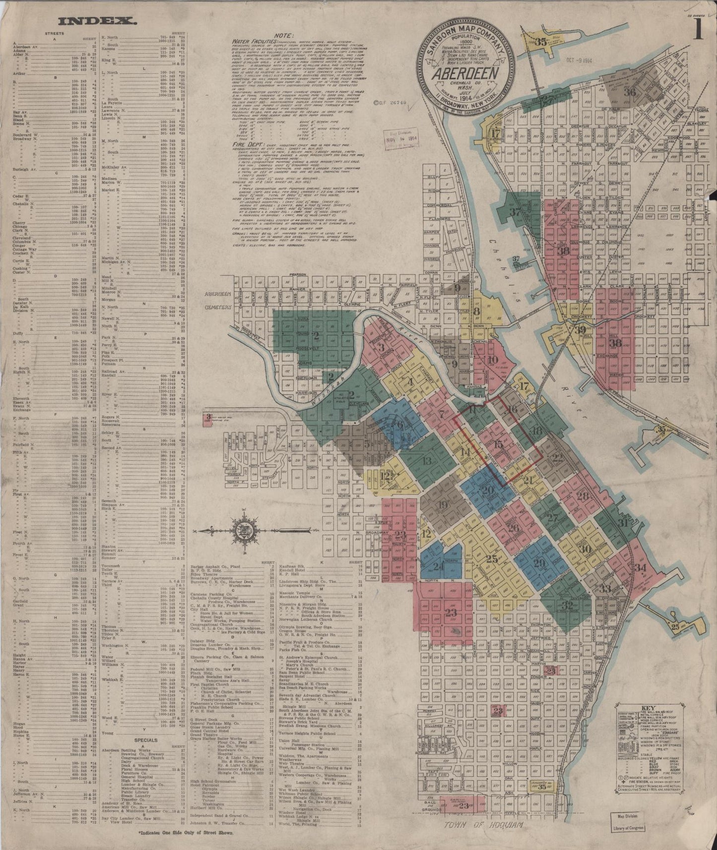Sanborn Fire Insurance Map from Aberdeen, Grays Harbor County, Washington. (1914) – Historic Sanborn Fire Insurance Map Print