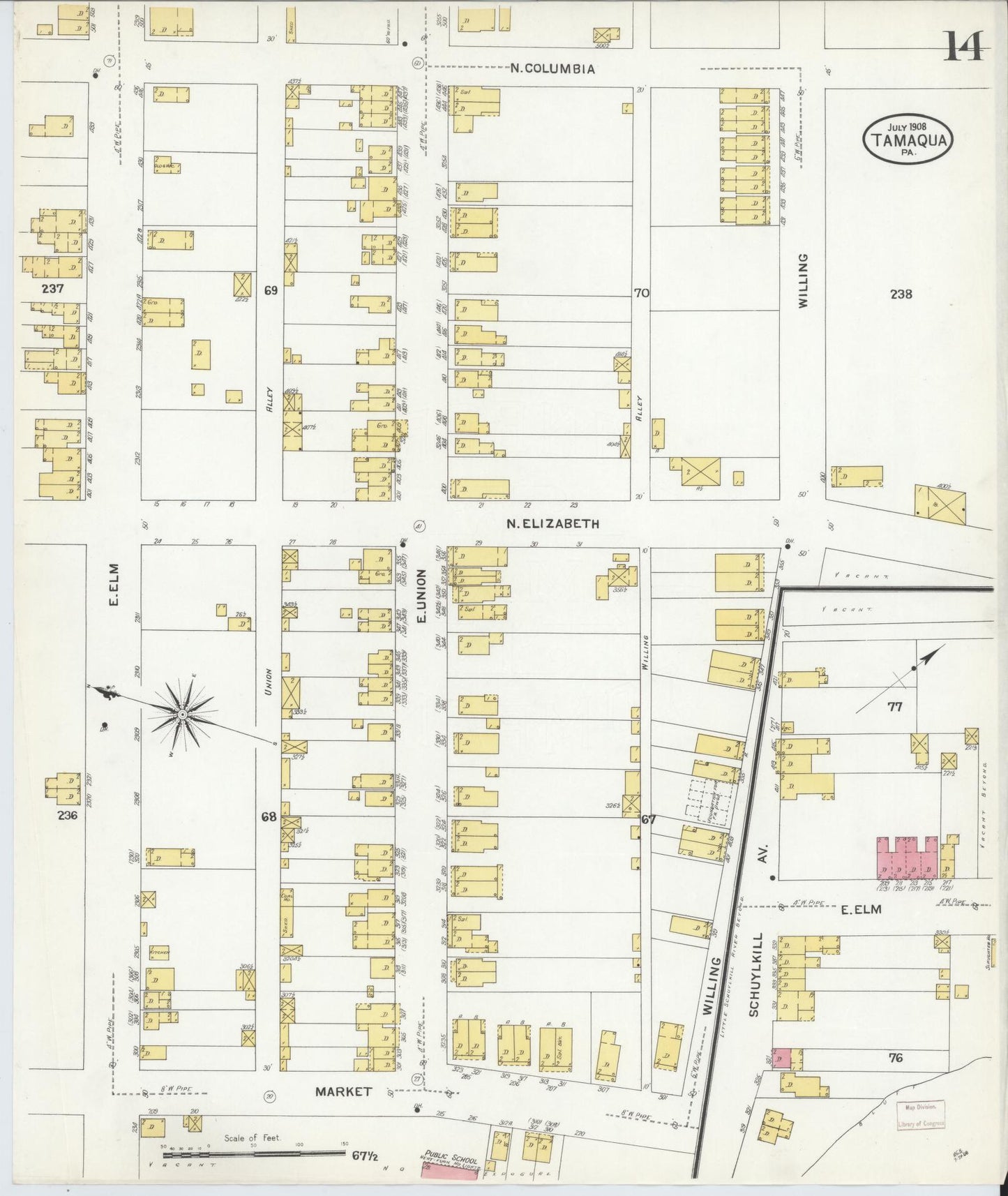 Sanborn Fire Insurance Map from Tamaqua, Schuylkill County, Pennsylvania (1908), Sheet #0014 - Complete Map Set gallery image, historic Sanborn map, vintage wall art, Pennsylvania Pennsylvania