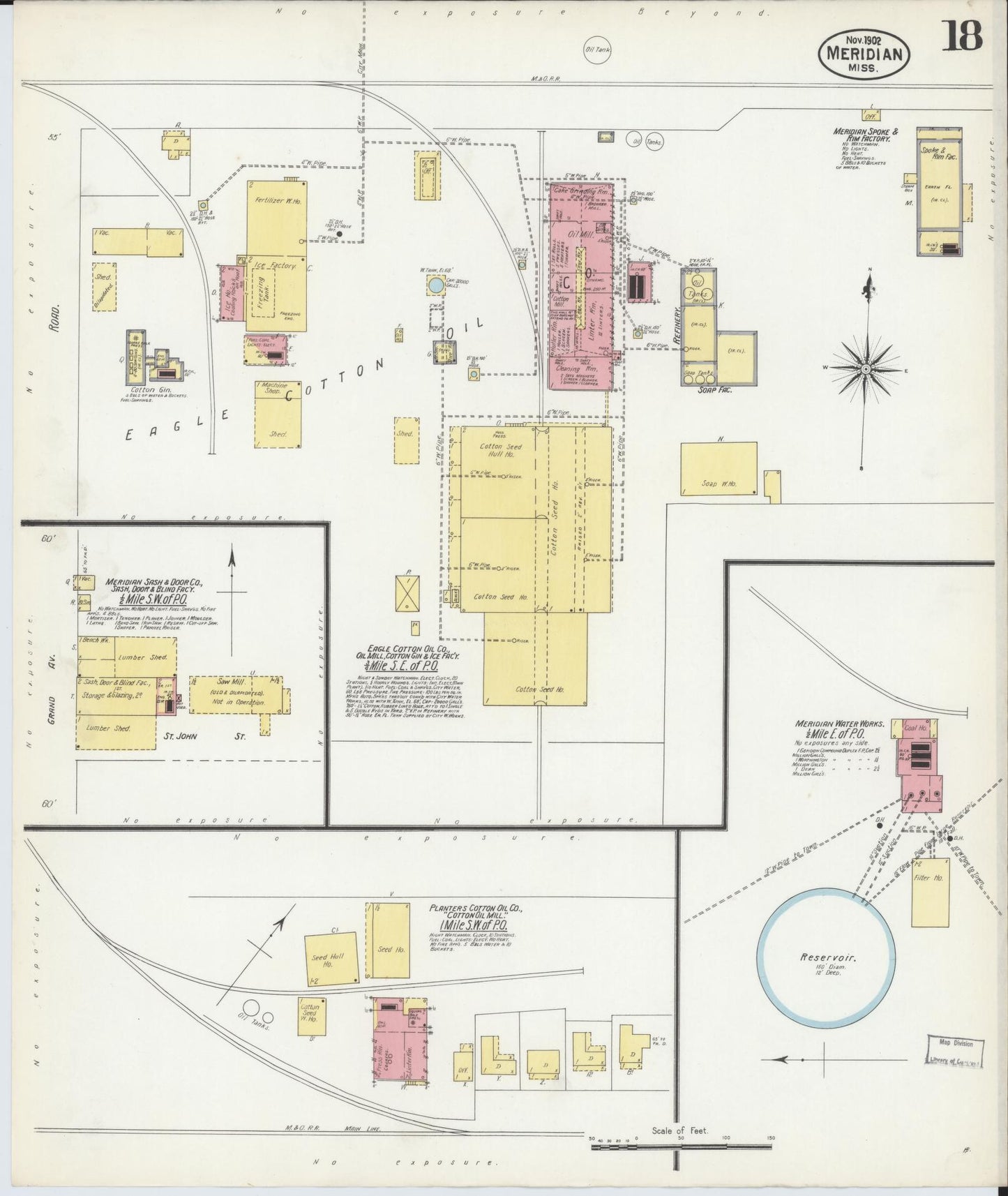 Sanborn Fire Insurance Map from Meridian, Lauderdale County, Mississippi (1902), Sheet #0018 - Historic Sanborn Fire Insurance Map Print, vintage old map wall art, antique decor, genealogy gift, Mississippi Mississippi map