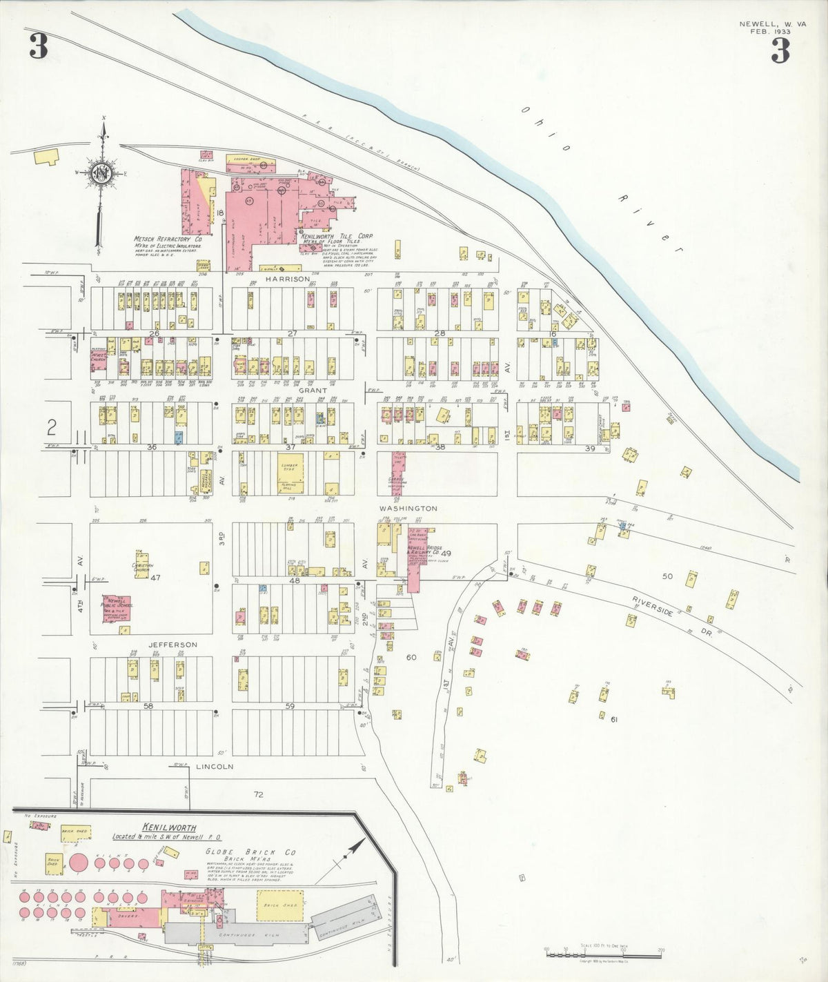 Sanborn Fire Insurance Map from Newell, Hancock County, West Virginia (1933), Sheet #0003 - Complete Map Set gallery image, historic Sanborn map, vintage wall art, West Virginia West Virginia