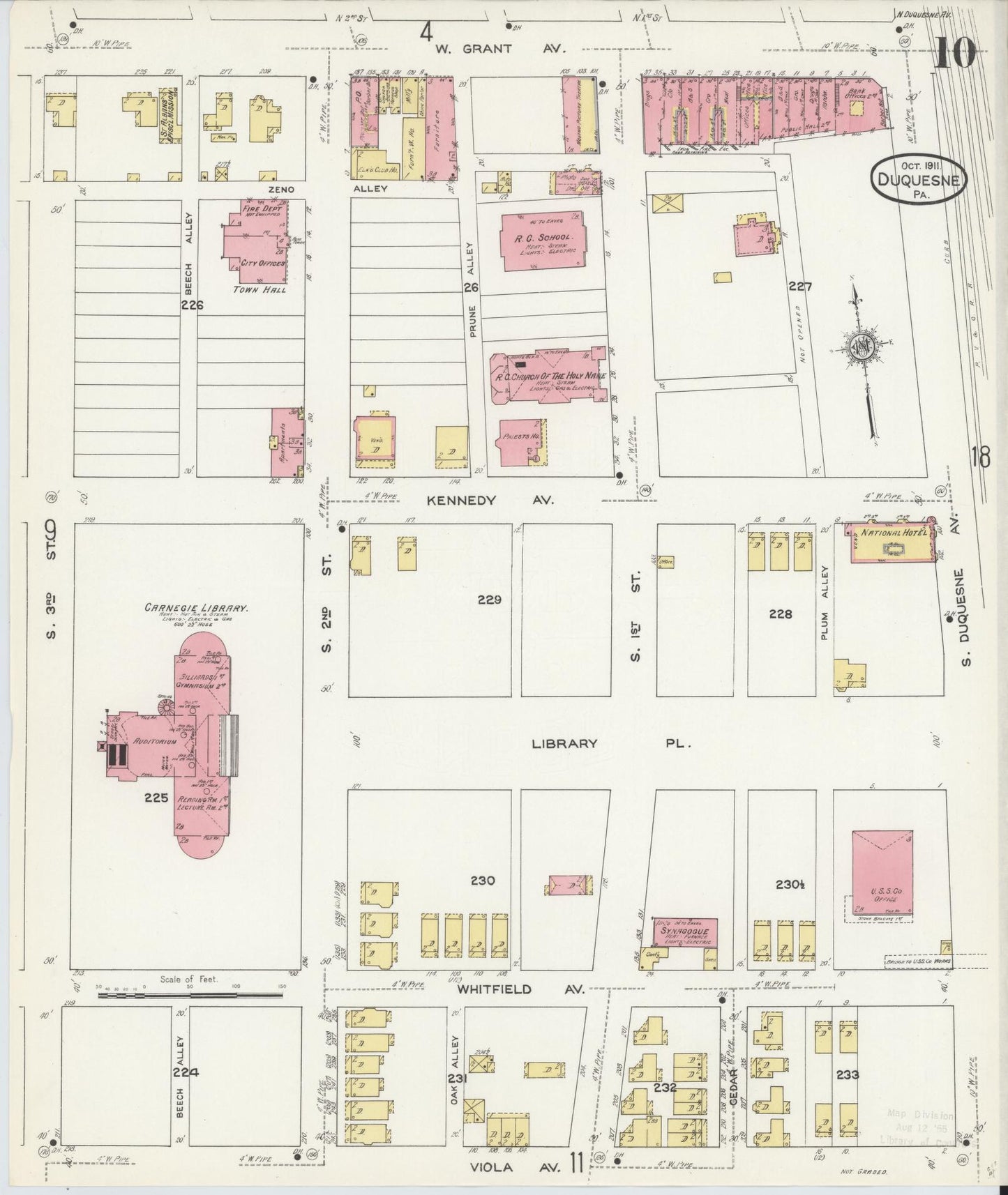 Sanborn Fire Insurance Map from Duquesne, Allegheny County, Pennsylvania (1911), Sheet #0010 - Historic Sanborn Fire Insurance Map Print, vintage old map wall art, antique decor, genealogy gift, Pennsylvania Pennsylvania map