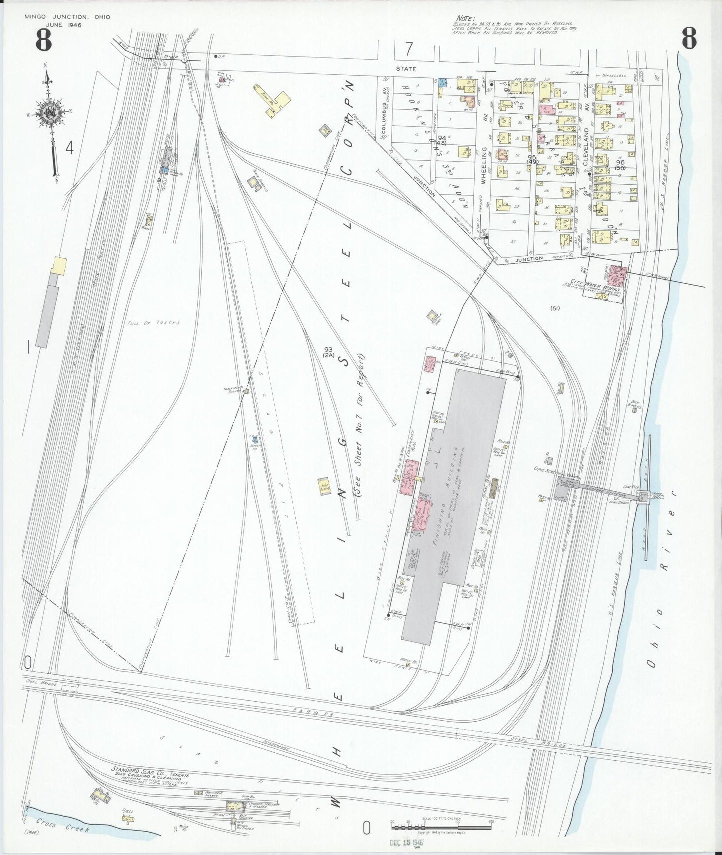 Sanborn Fire Insurance Map from Mingo Junction, Jefferson County, Ohio (1946), Sheet #0008 - Historic Sanborn Fire Insurance Map Print, vintage old map wall art, antique decor, genealogy gift, Ohio Ohio map