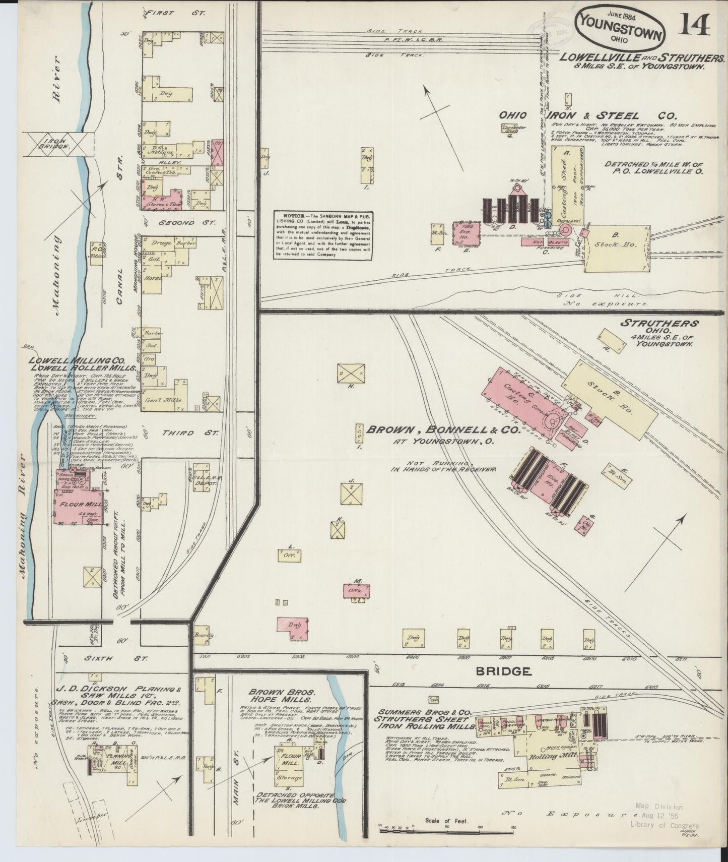 Sanborn Fire Insurance Map from Youngstown, Mahoning County, Ohio (1884), Sheet #0014 - Complete Map Set gallery image, historic Sanborn map, vintage wall art, Ohio Ohio