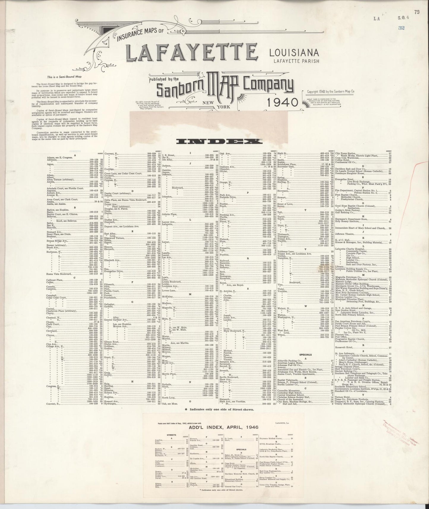 Sanborn Fire Insurance Map from Lafayette, Lafayette Parish, Louisiana. (1949) – Historic Sanborn Fire Insurance Map Print