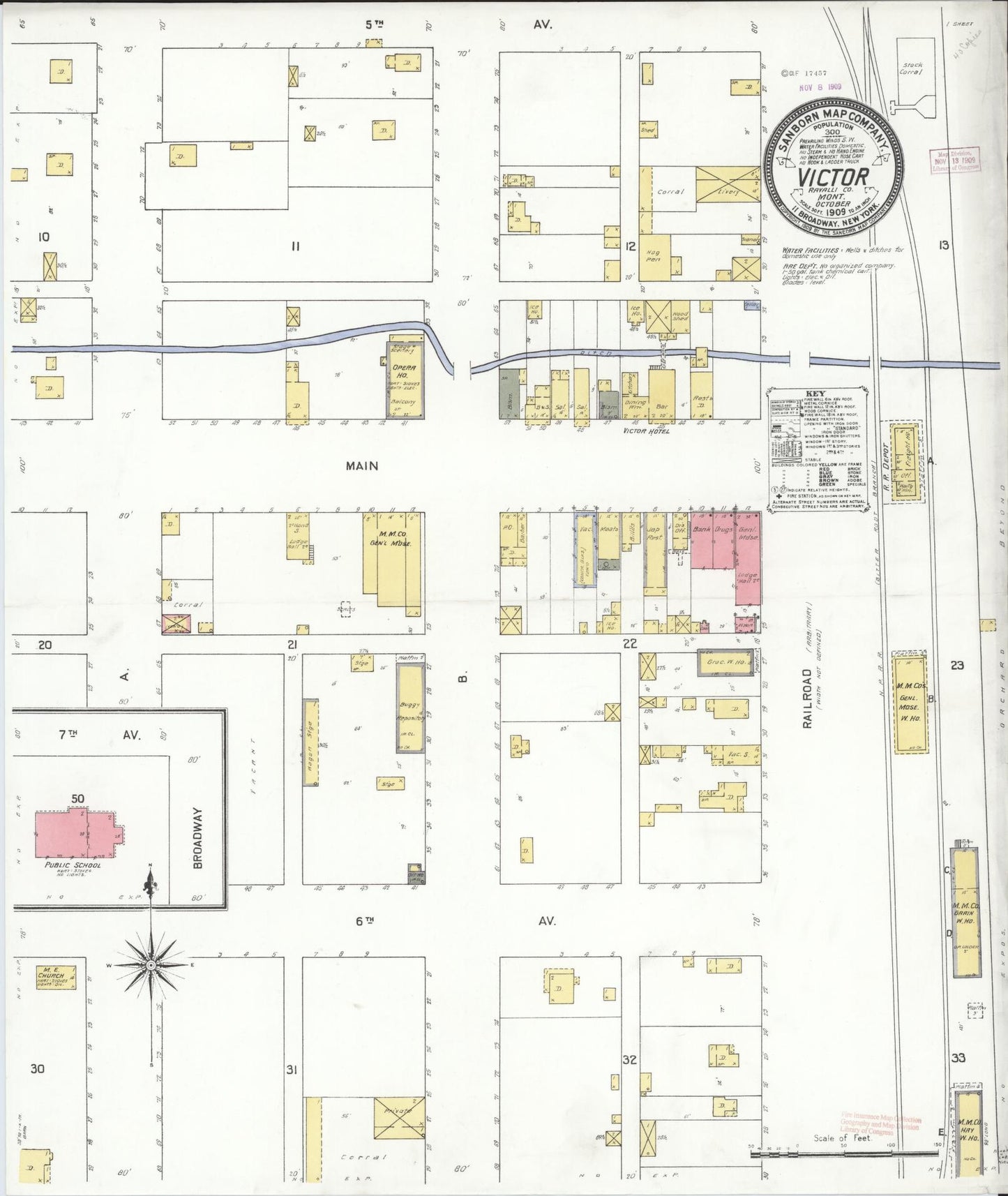 Sanborn Fire Insurance Map from Victor, Ravalli County, Montana (1909), Sheet #0001 - Historic Sanborn Fire Insurance Map Print, vintage old map wall art, antique decor, genealogy gift, Montana Montana map