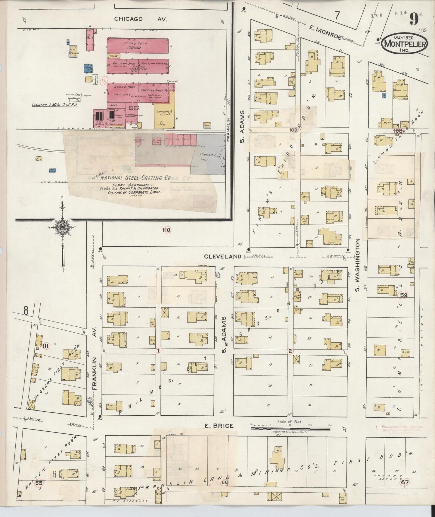 Sanborn Fire Insurance Map from Montpelier, Blackford County, Indiana (1941), Sheet #0009 - Complete Map Set gallery image, historic Sanborn map, vintage wall art, Indiana Indiana