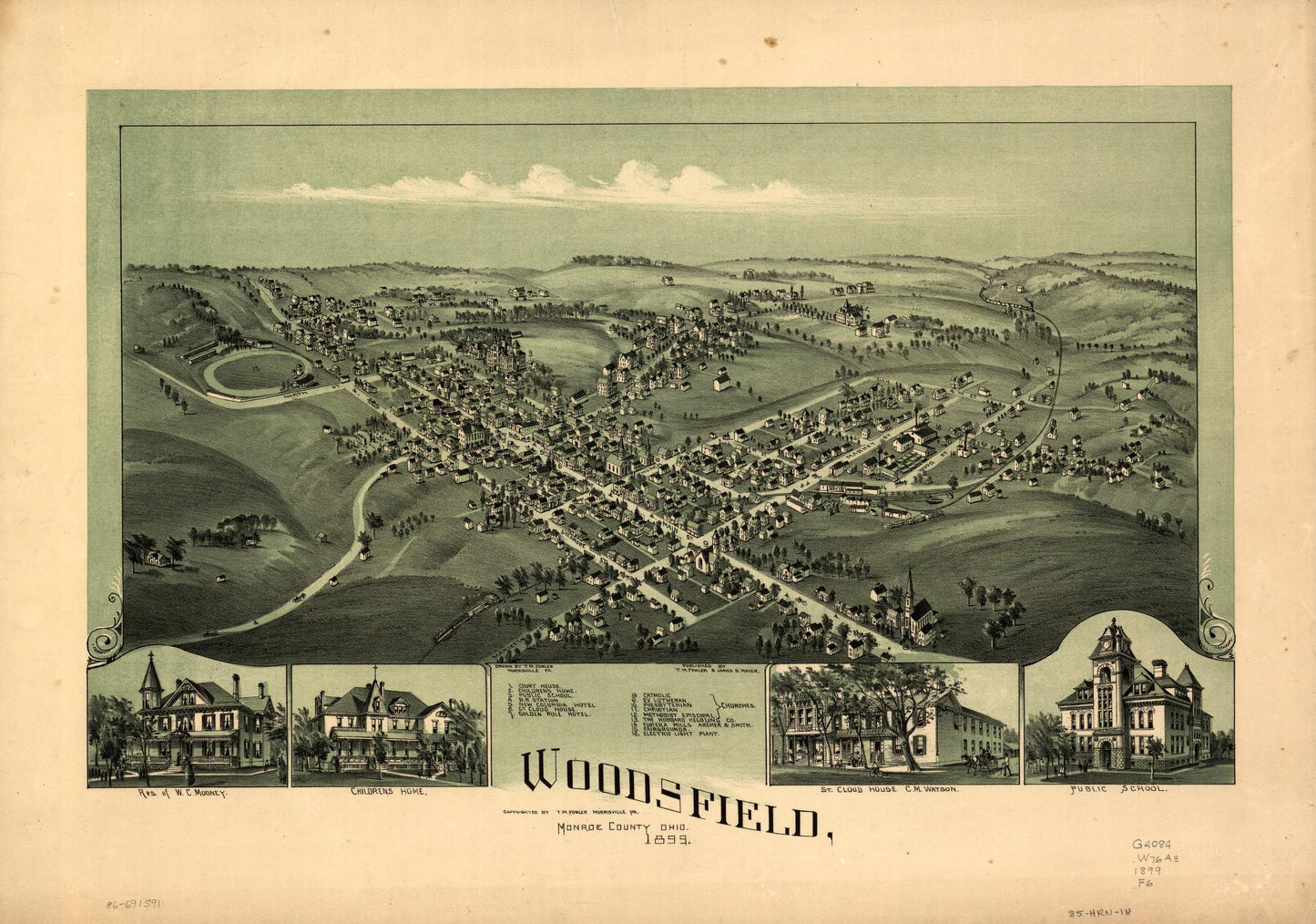 Woodsfield, Monroe County, Ohio, 1899 (1899) – Historic Bird’s-Eye View Panorama Print