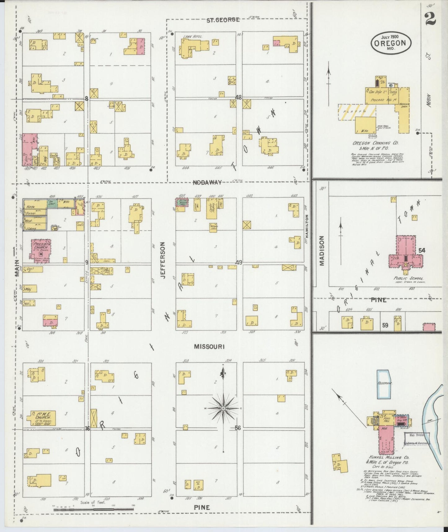 Sanborn Fire Insurance Map from Oregon, Holt County, Missouri (1900), Sheet #0002 - Historic Sanborn Fire Insurance Map Print, vintage old map wall art, antique decor, genealogy gift, Oregon Oregon map