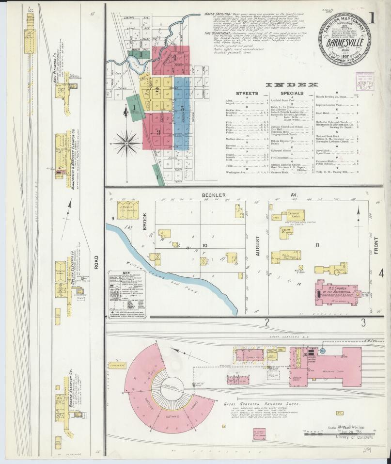 Sanborn Fire Insurance Map from Barnesville, Clay County, Minnesota. (1907) – Map View