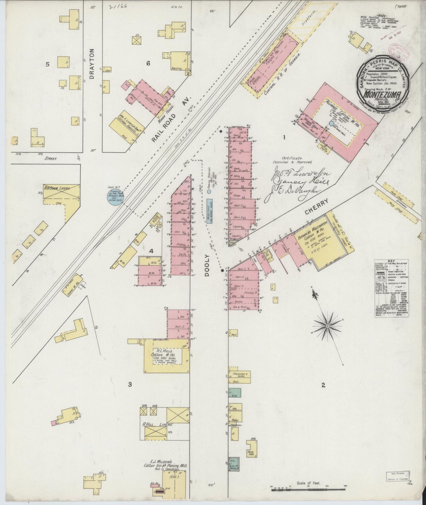 Sanborn Fire Insurance Map from Montezuma, Macon County, Georgia (1895), Sheet #0001 - Historic Sanborn Fire Insurance Map Print, vintage old map wall art, antique decor, genealogy gift, Georgia Georgia map