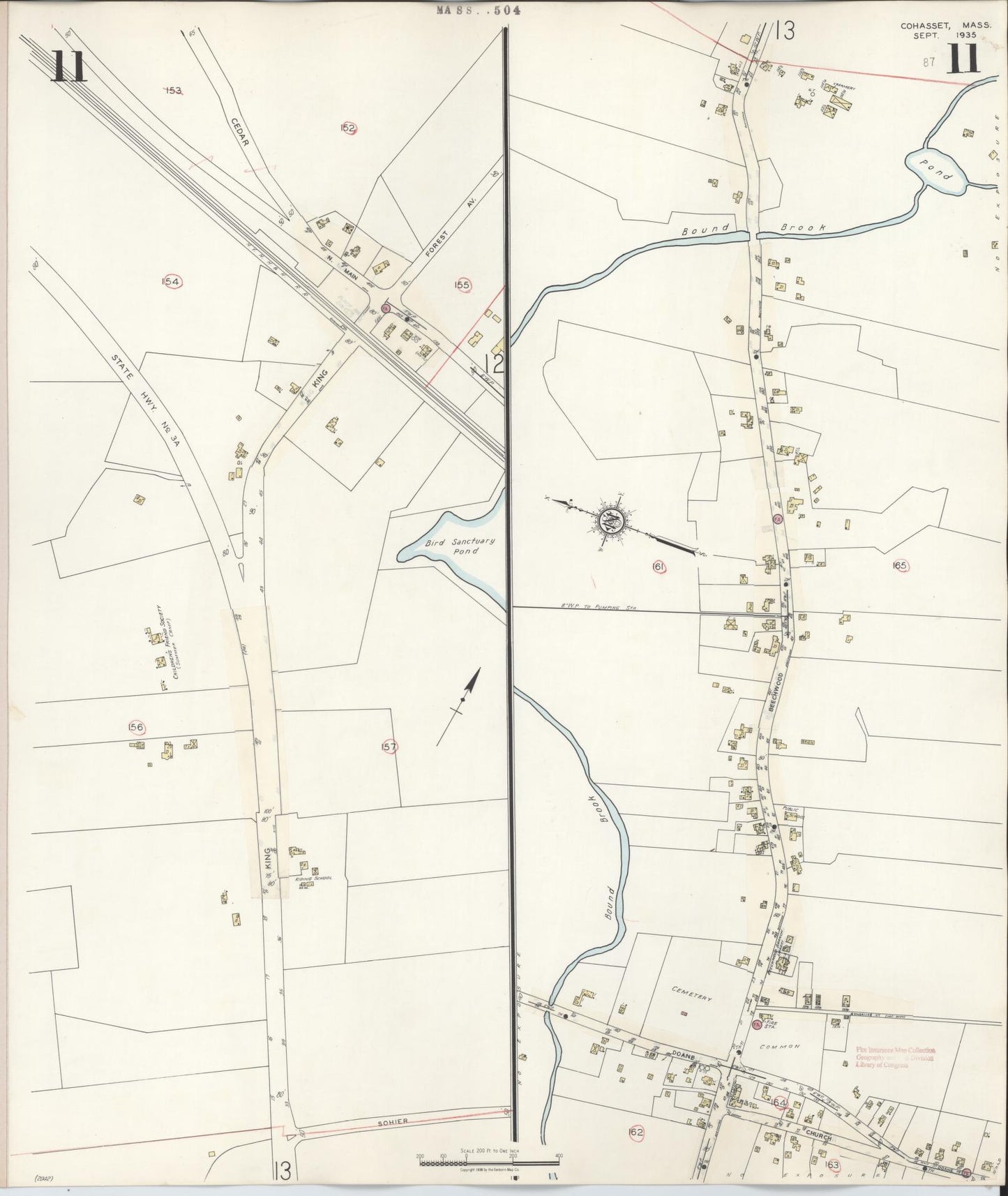 Sanborn Fire Insurance Map from Cohasset, Norfolk County, Massachusetts (1940), Sheet #0011 - Historic Sanborn Fire Insurance Map Print, vintage old map wall art, antique decor, genealogy gift, Massachusetts Massachusetts map