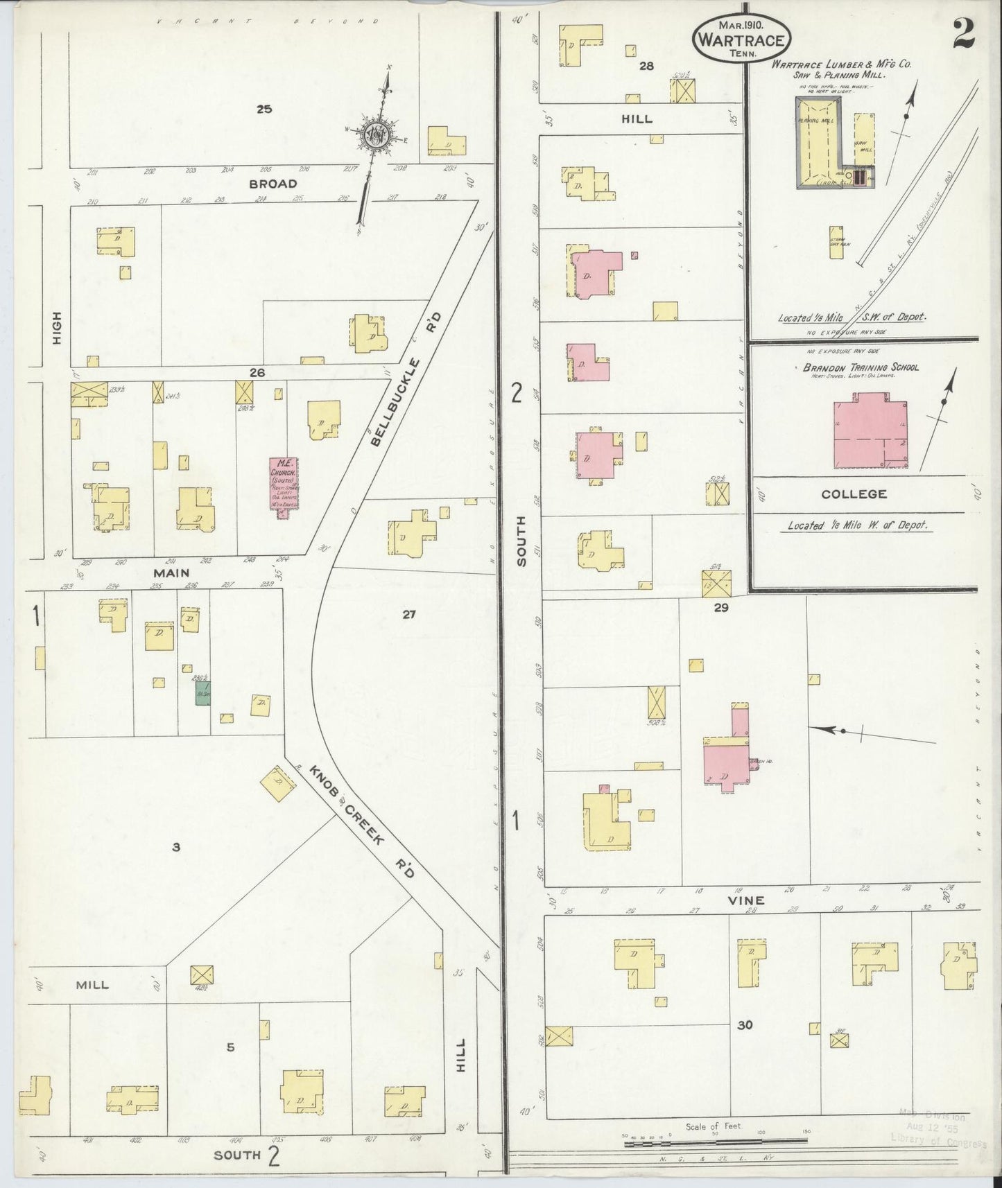 Sanborn Fire Insurance Map from Wartrace, Bedford County, Tennessee (1910), Sheet #0002 - Complete Map Set gallery image, historic Sanborn map, vintage wall art, Tennessee Tennessee