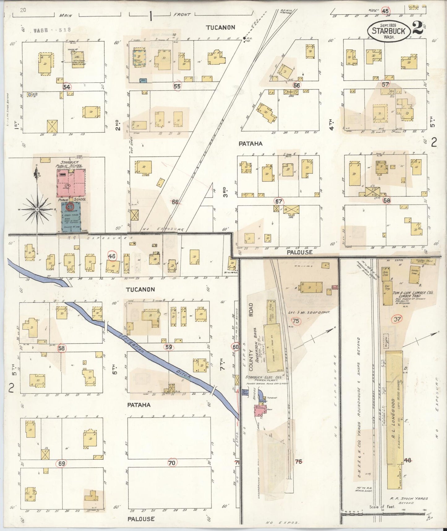 Sanborn Fire Insurance Map from Starbuck, Columbia County, Washington (1930), Sheet #0002 - Complete Map Set gallery image, historic Sanborn map, vintage wall art, Washington Washington