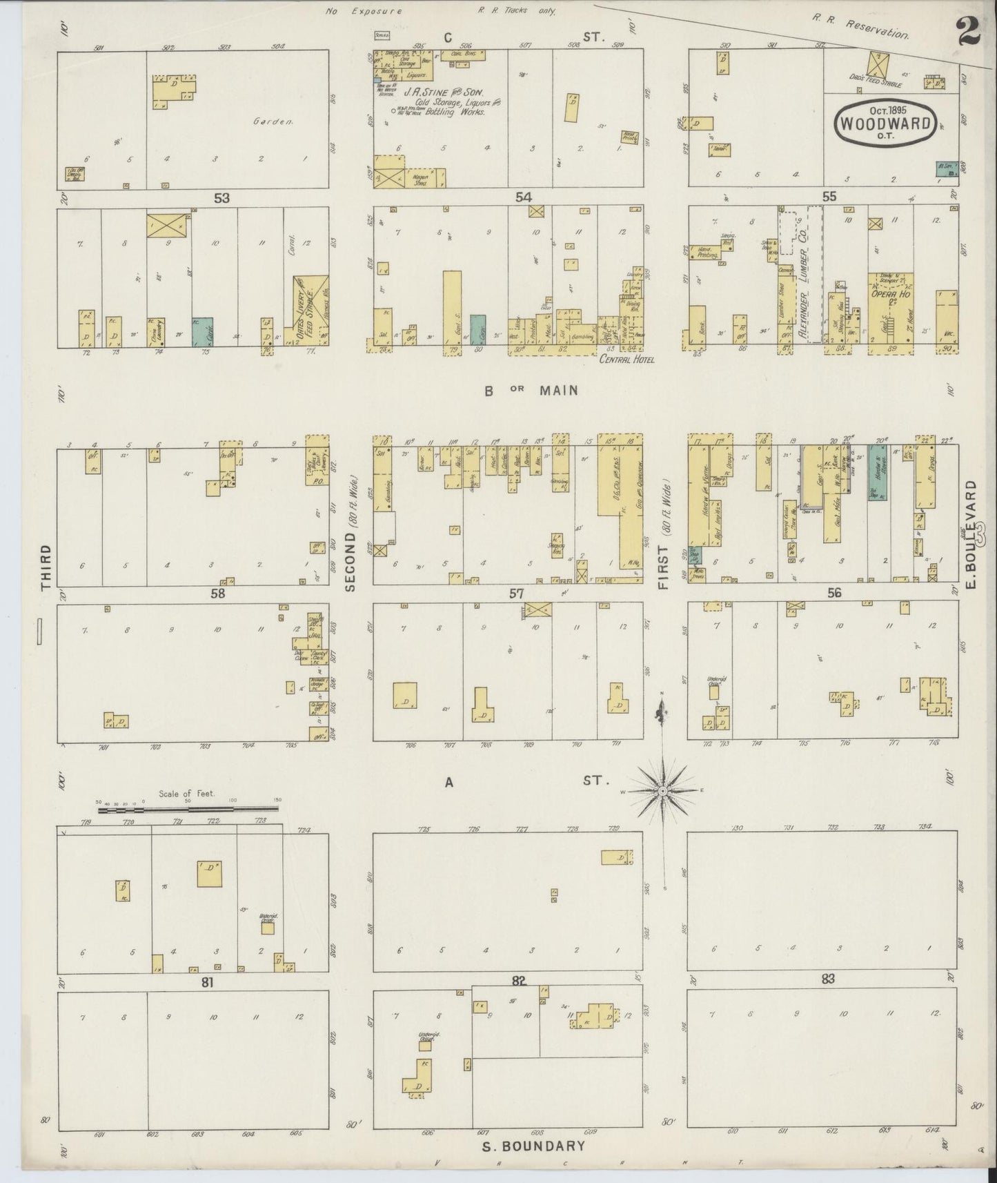 Sanborn Fire Insurance Map from Woodward, Woodward County, Oklahoma (1895), Sheet #0002 - Historic Sanborn Fire Insurance Map Print, vintage old map wall art, antique decor, genealogy gift, Oklahoma Oklahoma map