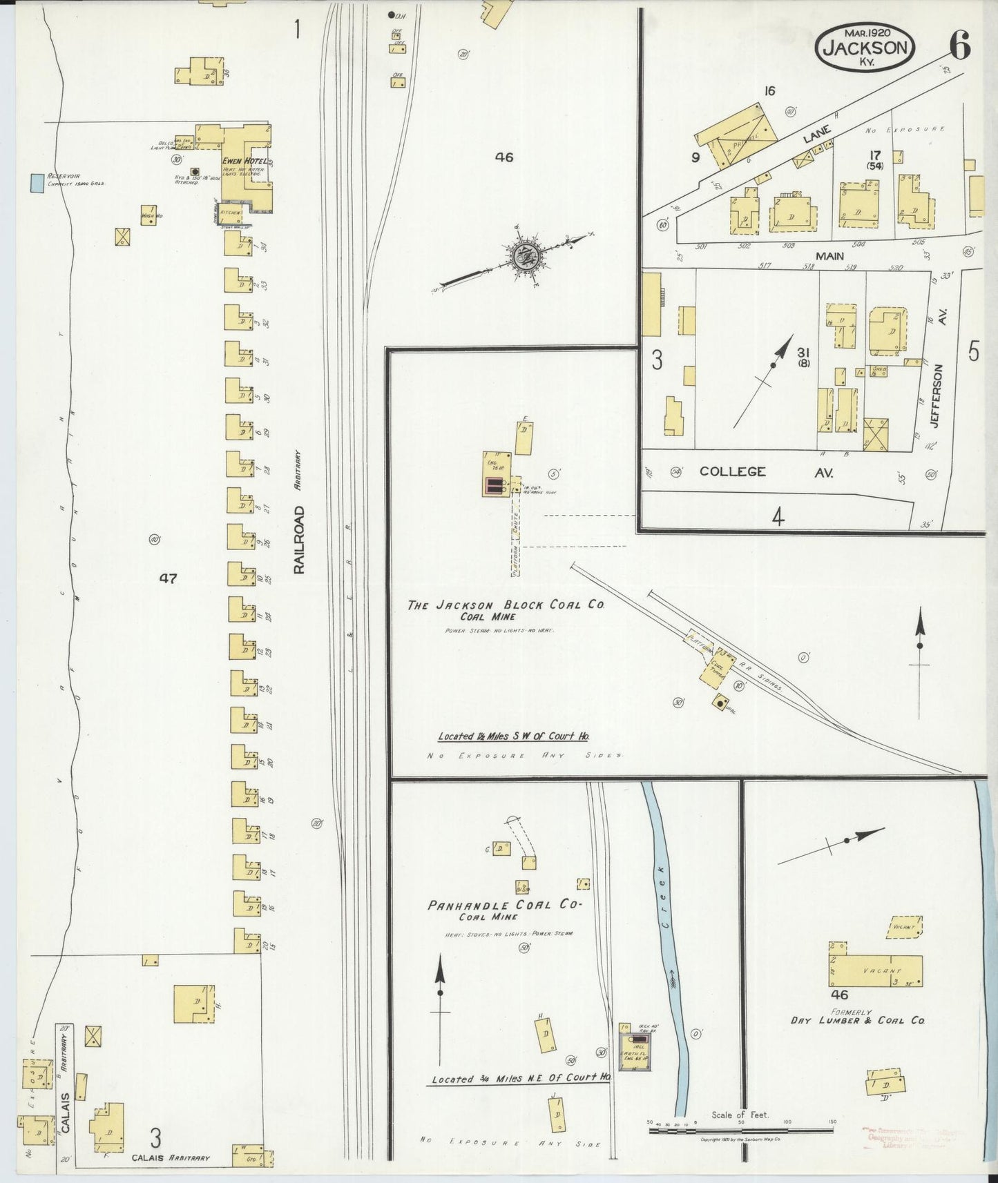 Sanborn Fire Insurance Map from Jackson, Breathitt County, Kentucky (1920), Sheet #0006 - Complete Map Set gallery image, historic Sanborn map, vintage wall art, Kentucky Kentucky