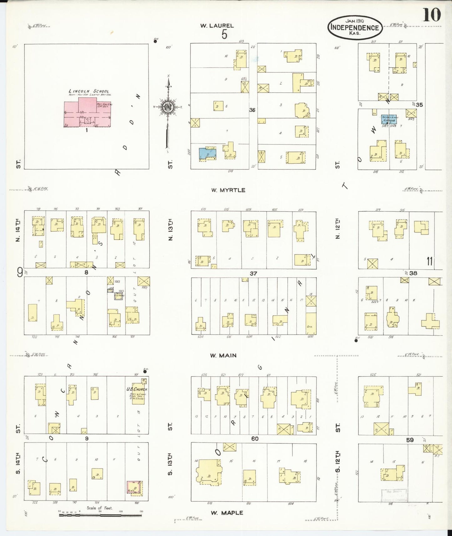 Sanborn Fire Insurance Map from Independence, Montgomery County, Kansas (1910), Sheet #0010 - Historic Sanborn Fire Insurance Map Print, vintage old map wall art, antique decor, genealogy gift, Kansas Kansas map