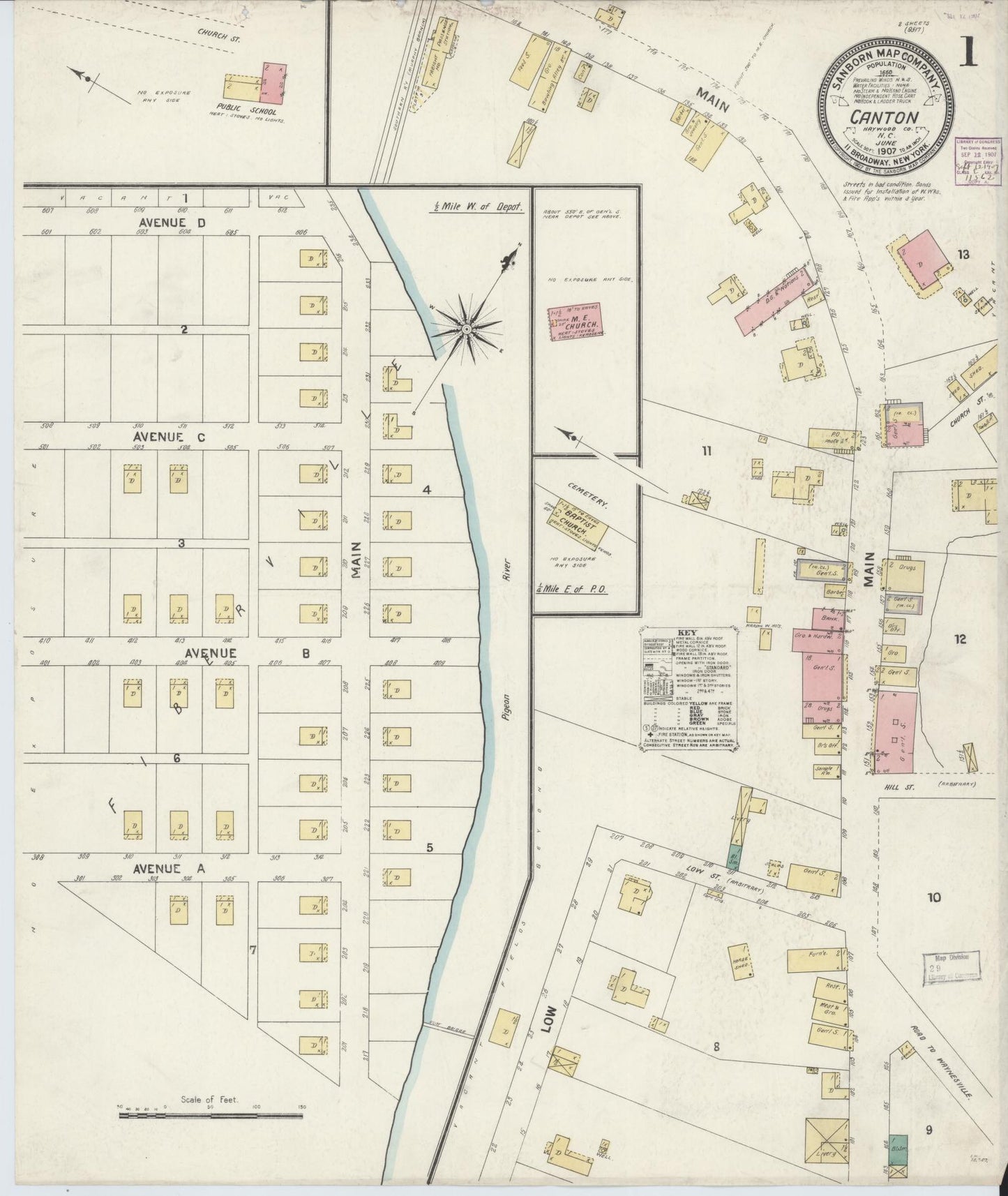 Sanborn Fire Insurance Map from Canton, Haywood County, North Carolina. (1907) – Historic Sanborn Fire Insurance Map Print