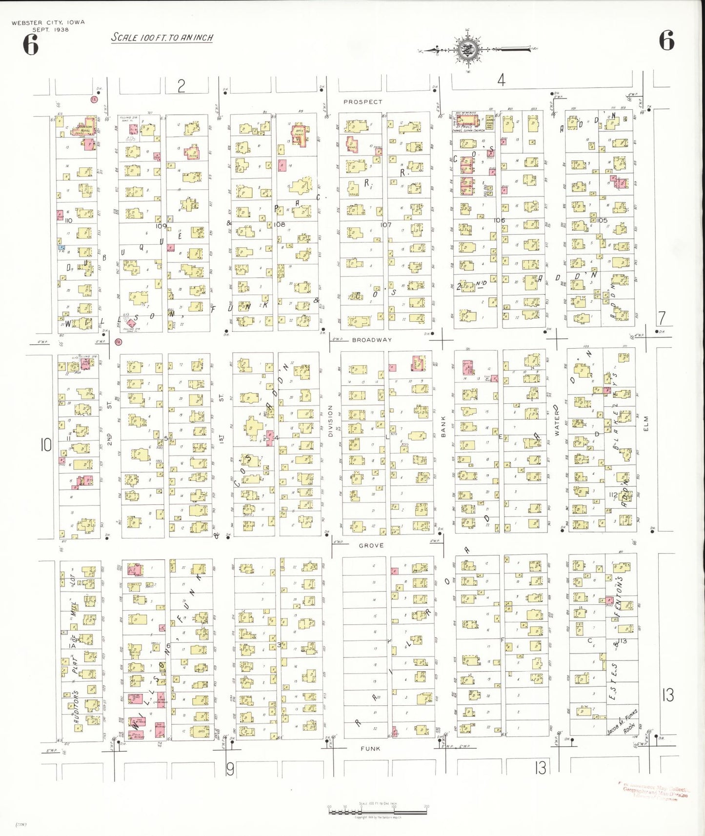 Sanborn Fire Insurance Map from Webster City, Hamilton County, Iowa (1938), Sheet #0006 - Historic Sanborn Fire Insurance Map Print