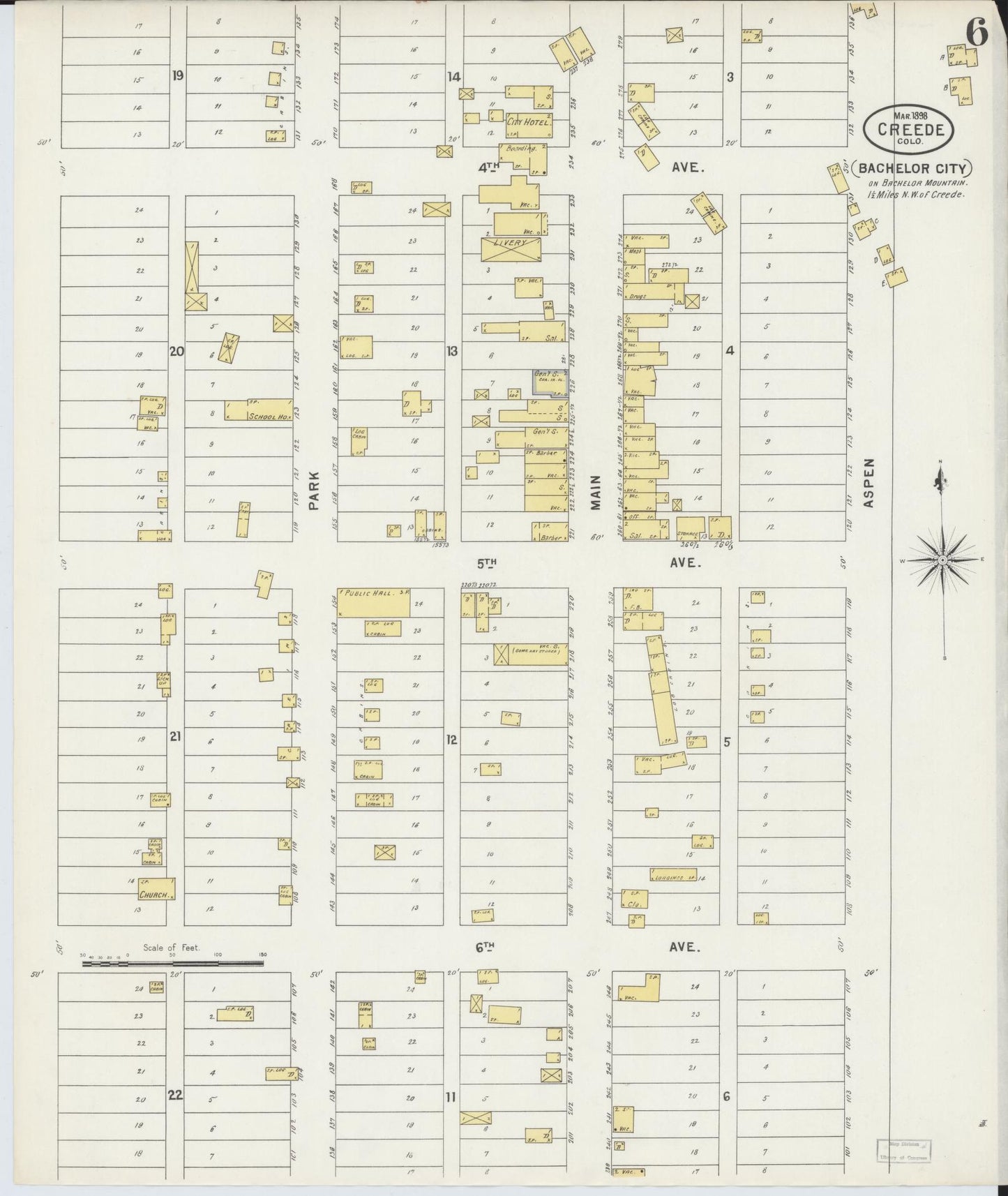 Sanborn Fire Insurance Map from Creede, Mineral County, Colorado (1898), Sheet #0006 - Complete Map Set gallery image, historic Sanborn map, vintage wall art, Colorado Colorado