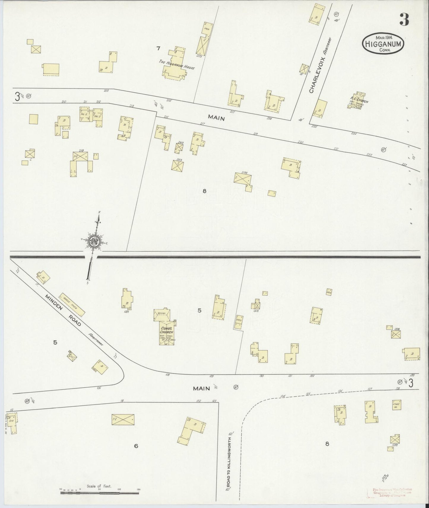 Sanborn Fire Insurance Map from Higganum, Middlesex County, Connecticut (1914), Sheet #0003 - Complete Map Set gallery image, historic Sanborn map, vintage wall art, Connecticut Connecticut