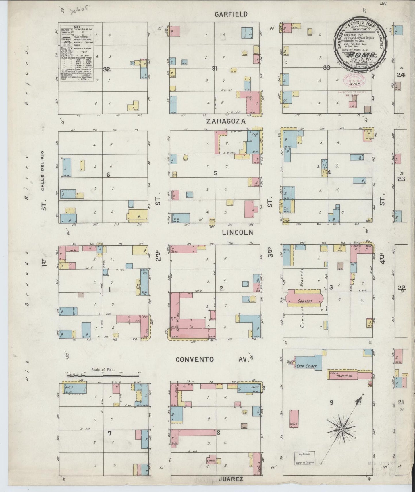 Sanborn Fire Insurance Map from Roma, Starr County, Texas. (1894) – Historic Sanborn Fire Insurance Map Print