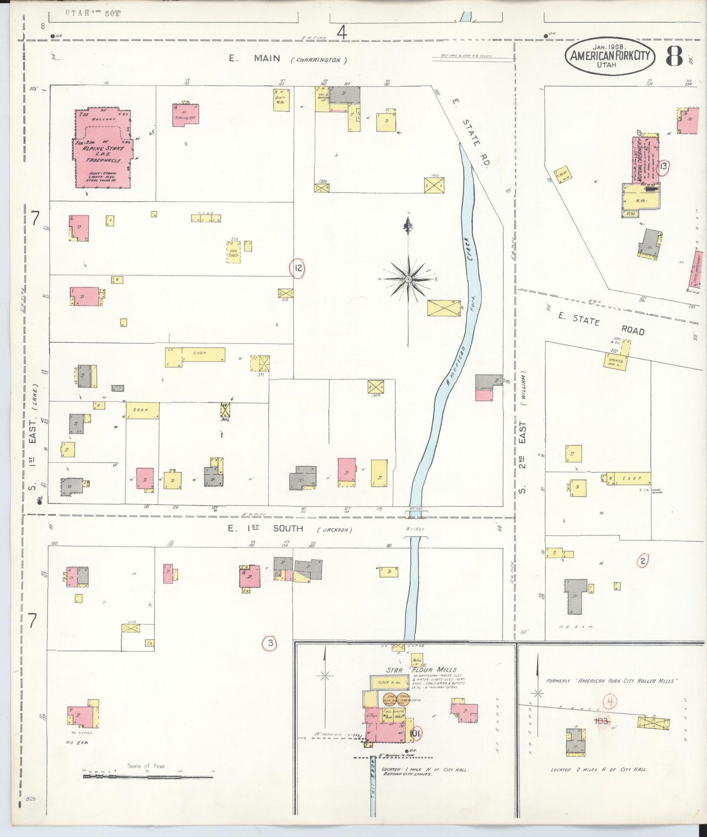 Sanborn Fire Insurance Map from American Fork, Utah County, Utah (1938), Sheet #0008 - Historic Sanborn Fire Insurance Map Print, vintage old map wall art, antique decor, genealogy gift, American Fork Utah map